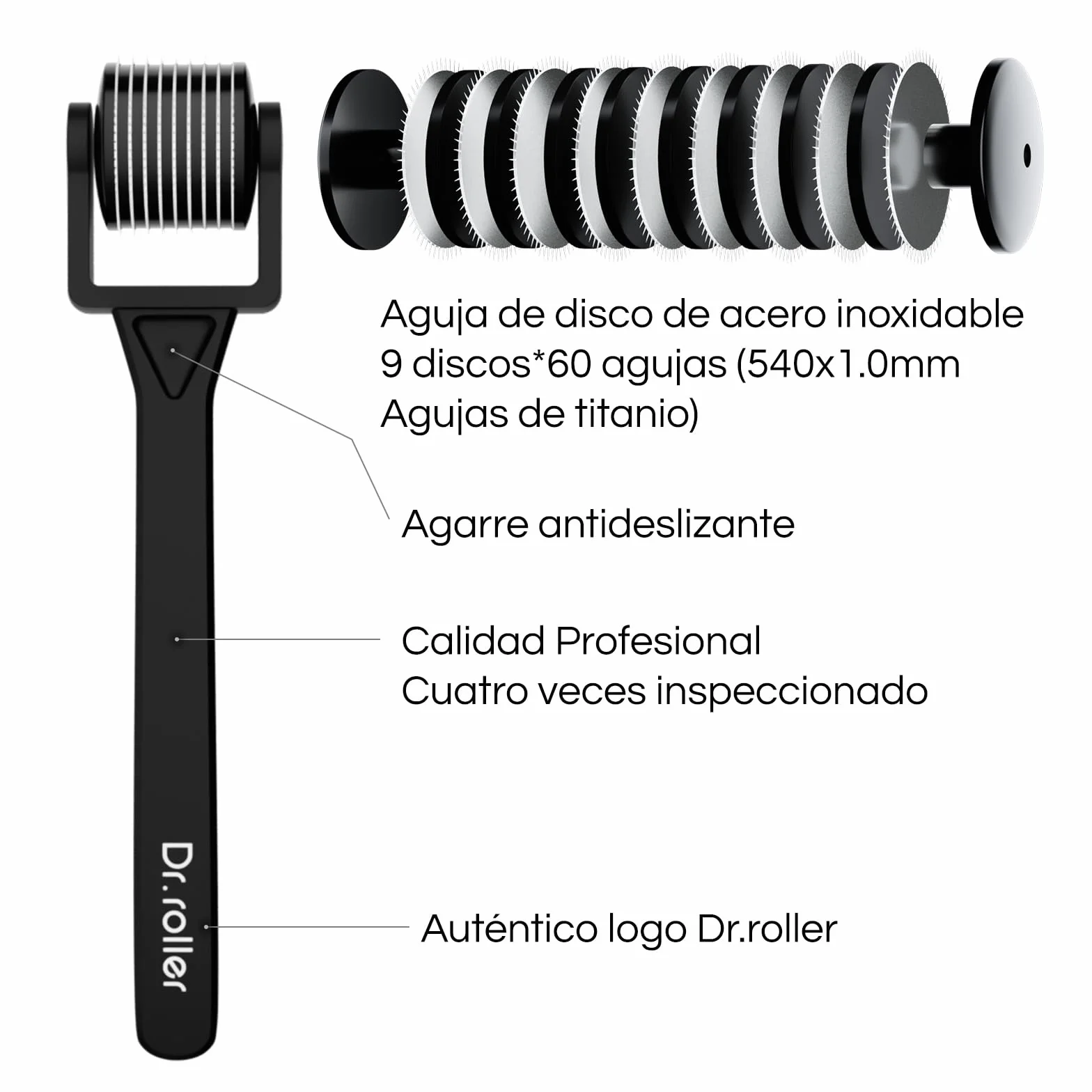 Derma Roller 1mm Cabello Facial Barba Microneedling Estimula Crecimiento Barba