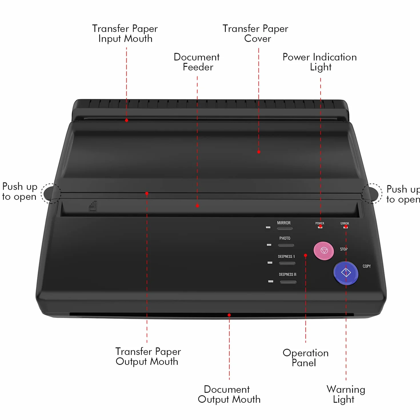 TATELF Máquina Stencil de Tatuajes Termocopiadora Tattoo Máquina de Transferencia de Tatuajes Plantilla de copiadora térmica de Tatuaje Maker Copiadora de Tatuaje A5 A4 Copiadora de Plantilla
