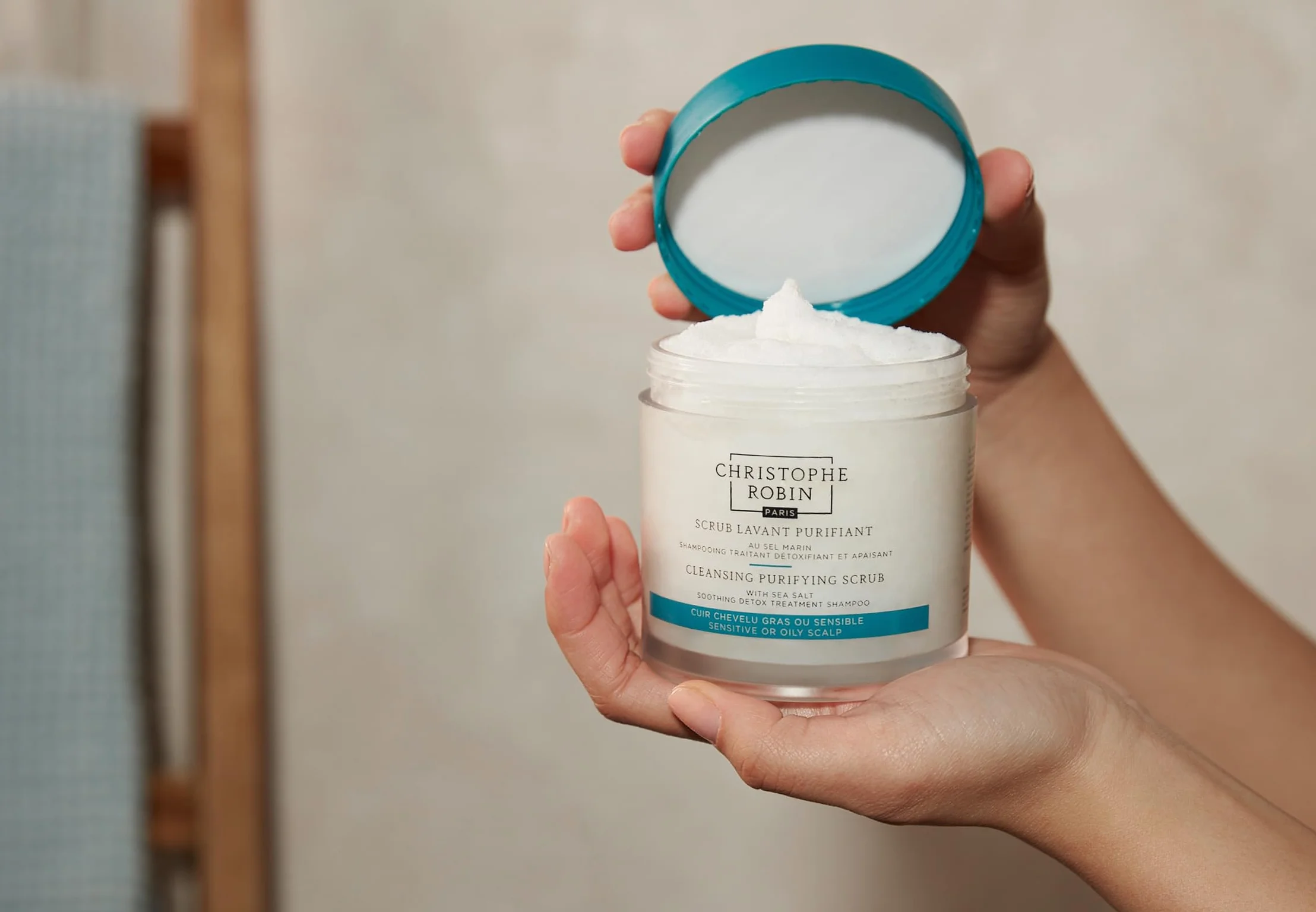 Christophe Robin Cleansing Purifying Scrub with Sea Salt 250ml Exfoliating Scalp Treatment
