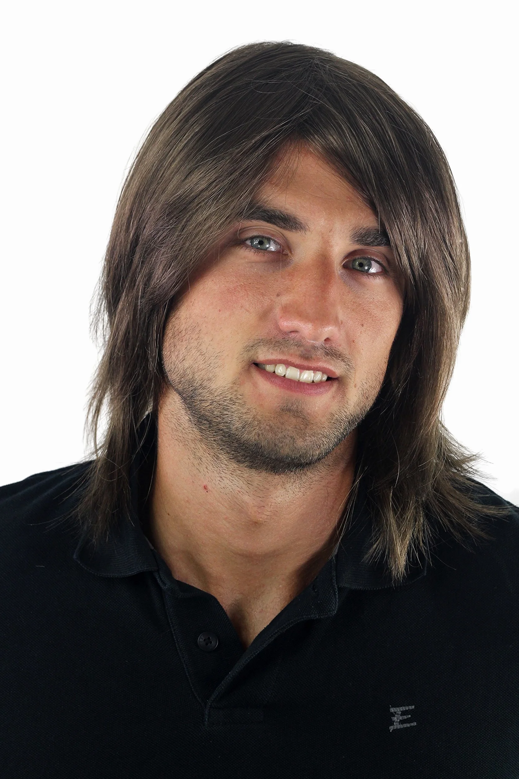 Peluca masculina pelo largo castaño GFW892-10 Toupet