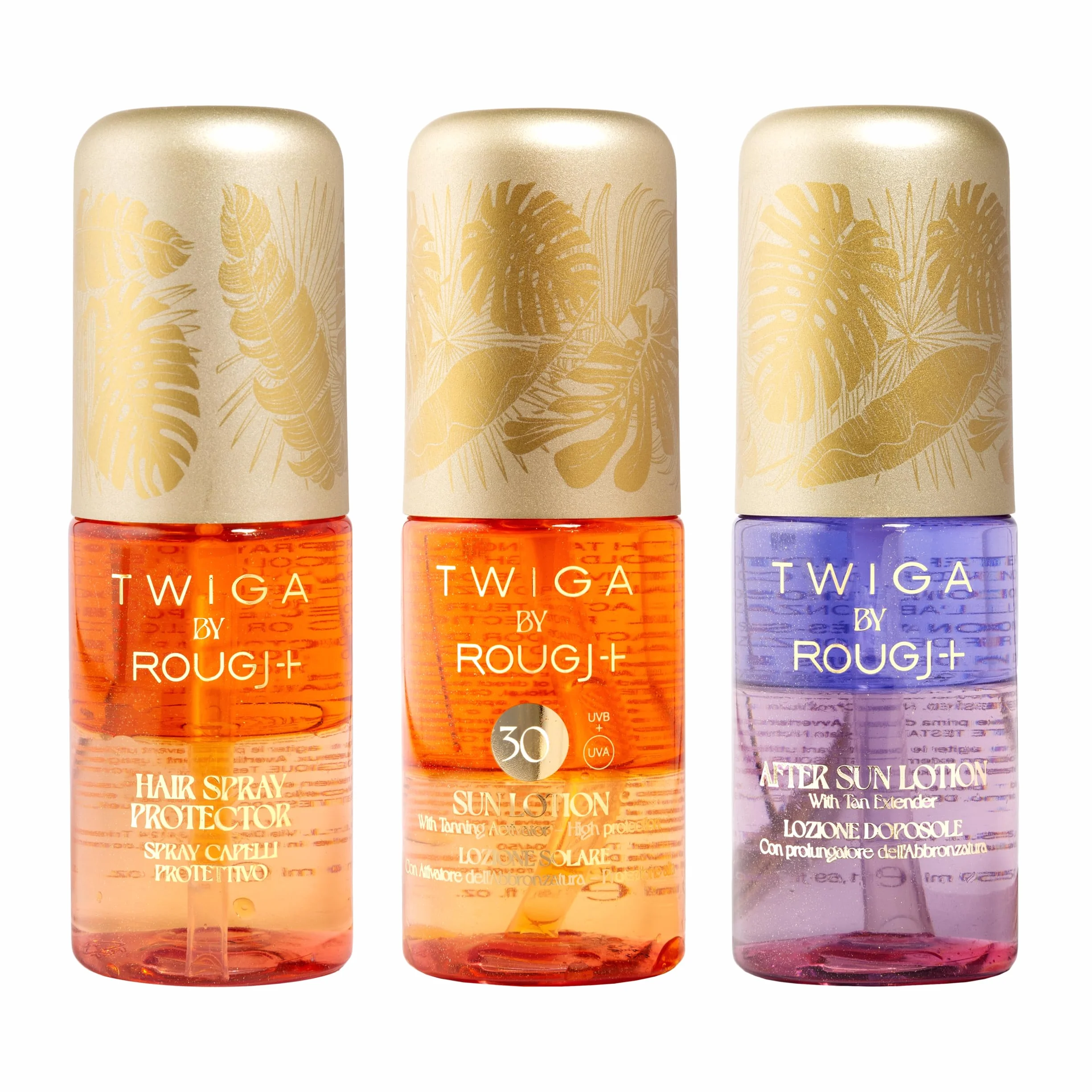 Rougj Twiga Travel Kit Solar - Spray Capilar SPF 30, Loción Solar, After Sun - Hidratación y Protección UV 3x50ml