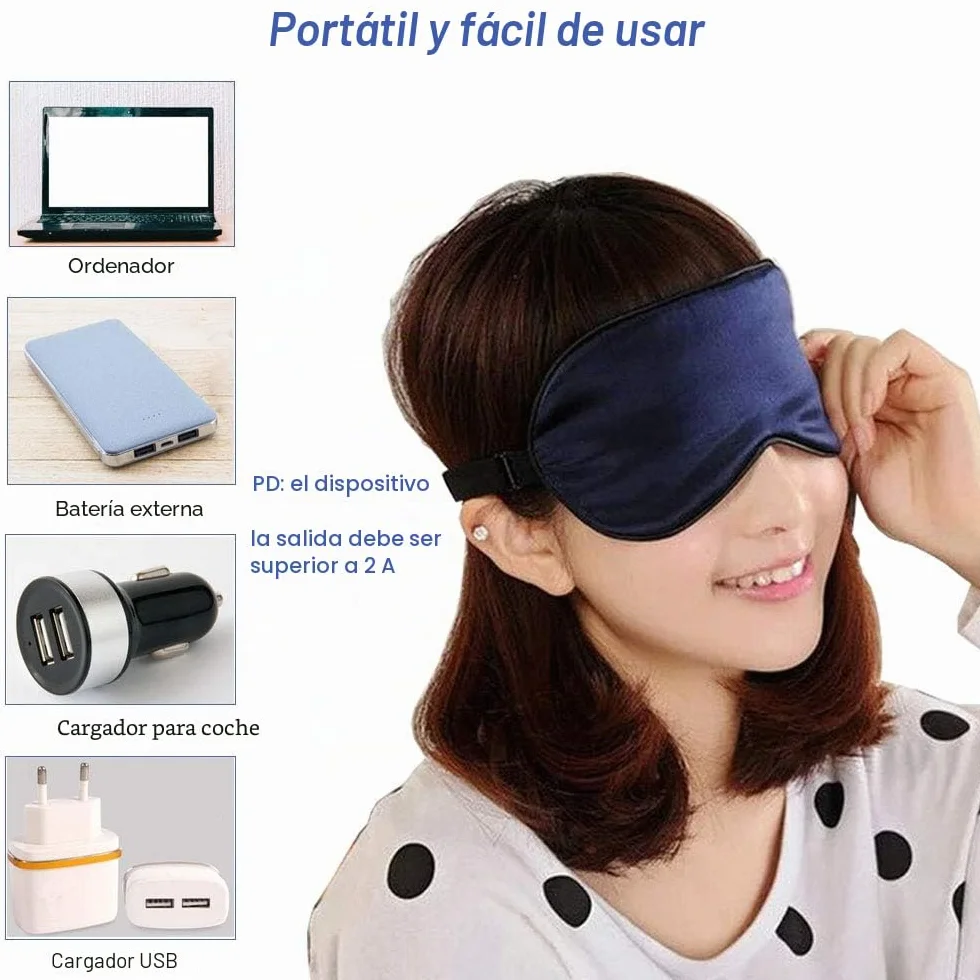 Máscara de Ojos Calentada PJYU Antifaz para Dormir para Ojos Secos Azul Marino