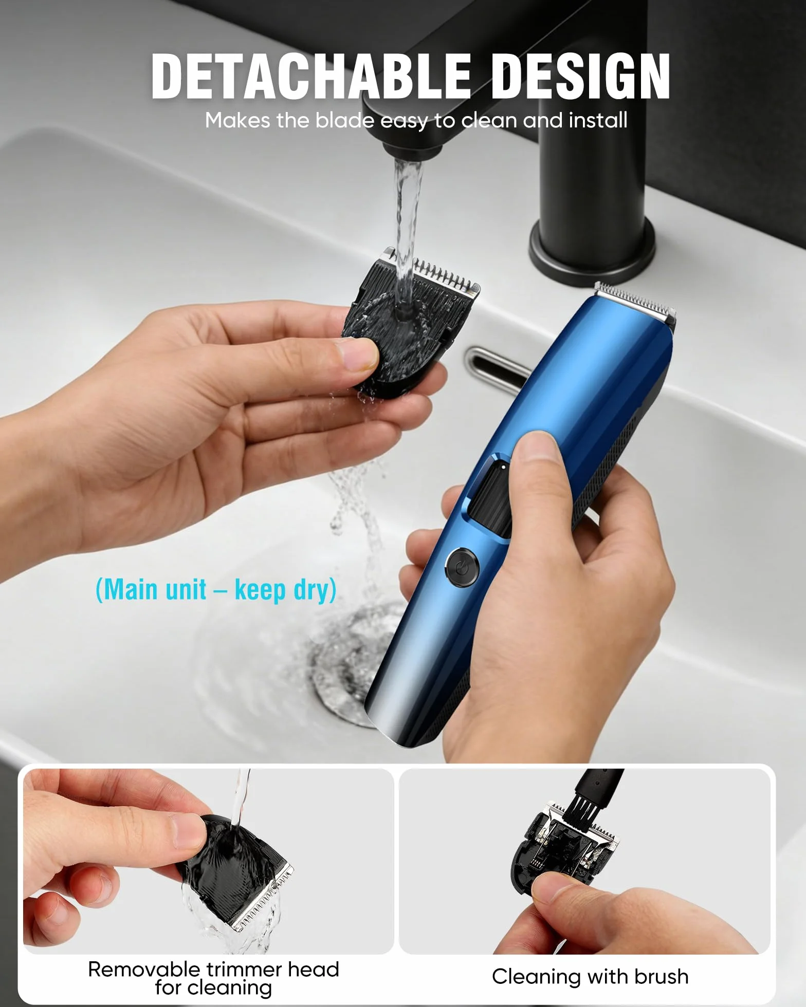 Recortadora de barba eléctrica inalámbrica 1-10 mm con indicador de batería, kit recargable USB