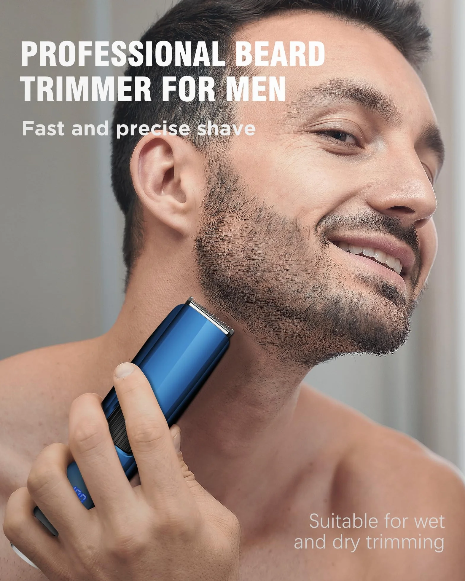 Recortadora de barba eléctrica inalámbrica 1-10 mm con indicador de batería, kit recargable USB