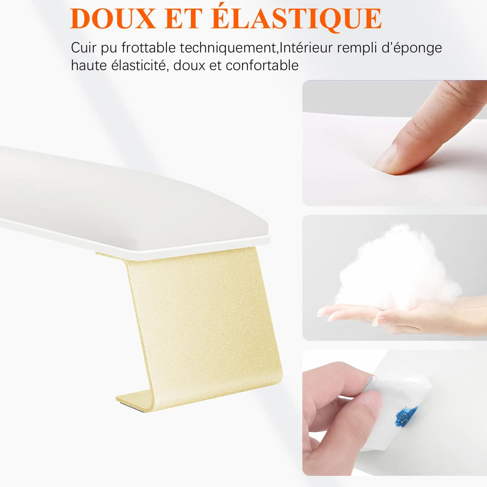 Manicura de mano, el esmalte de uñas se puede limpiar y reposar a mano, profesional almohada de mano para reposamanos de uñas, cojín de manicura y reposamanos para manicura (blanco)