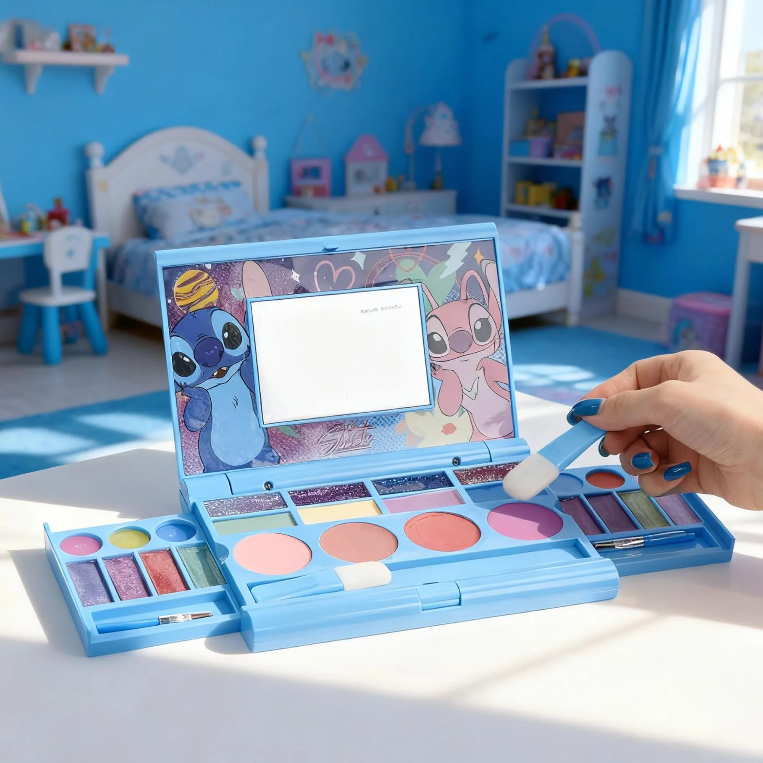 Stitch Set Maquillaje Gloss Brillo Ojos Colorete Brochas