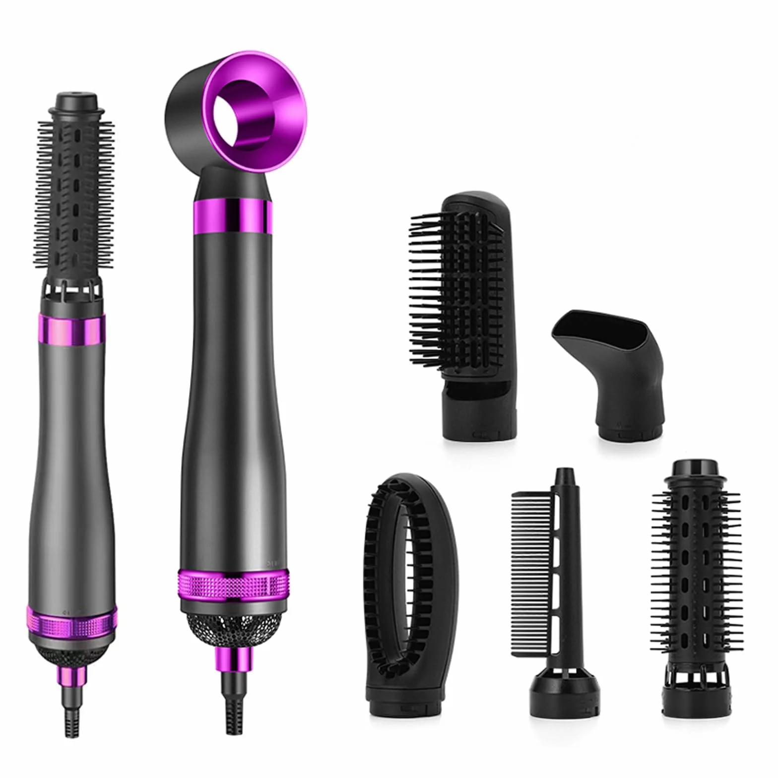 Cepillo de Aire Caliente Air Styler Set, Moldeador de Pelo con Tecnología Ion, 3 Temperaturas, 5 Cabezales, Negro