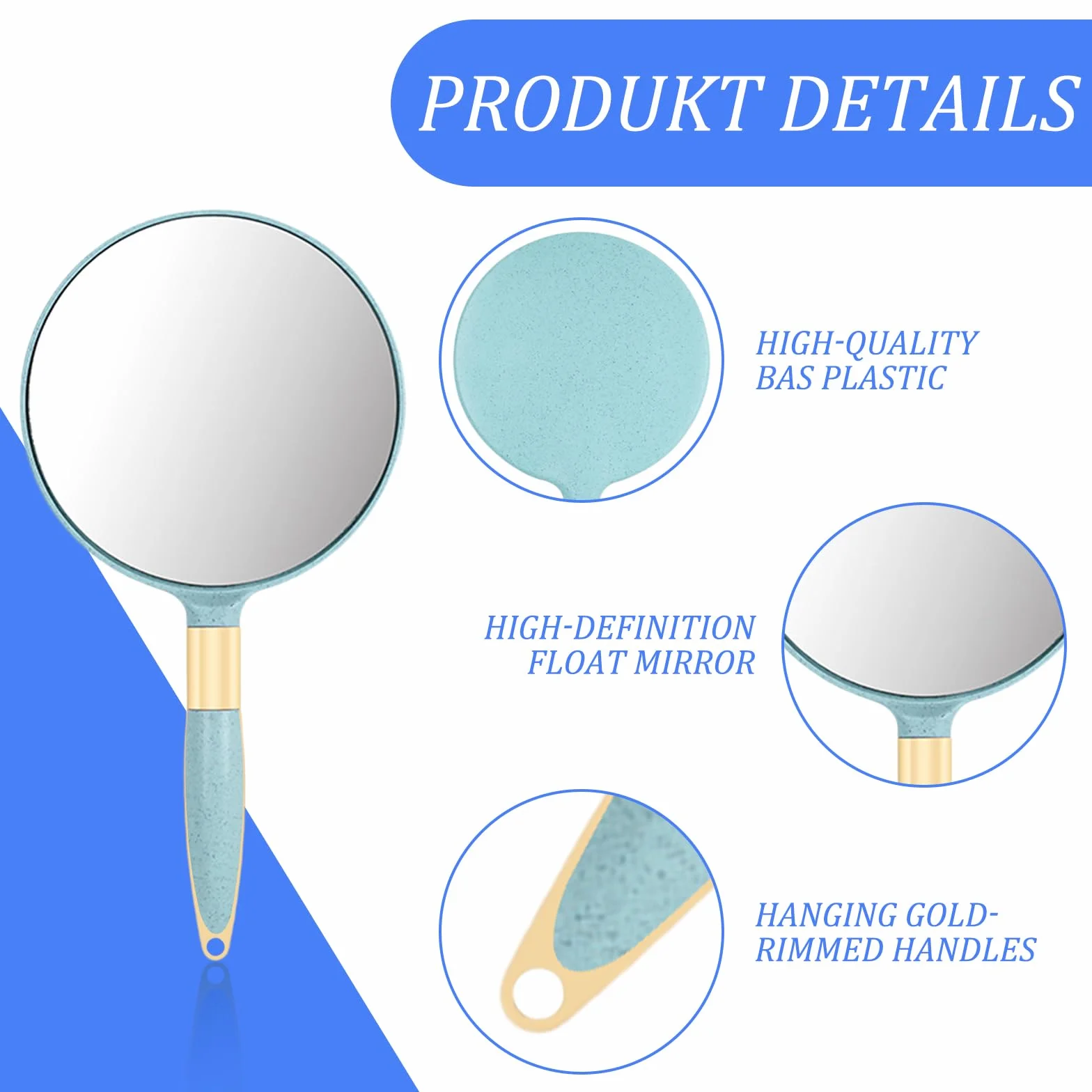 Espejo con Mango Profesional Ovalado Ergonómico para Peluquerías