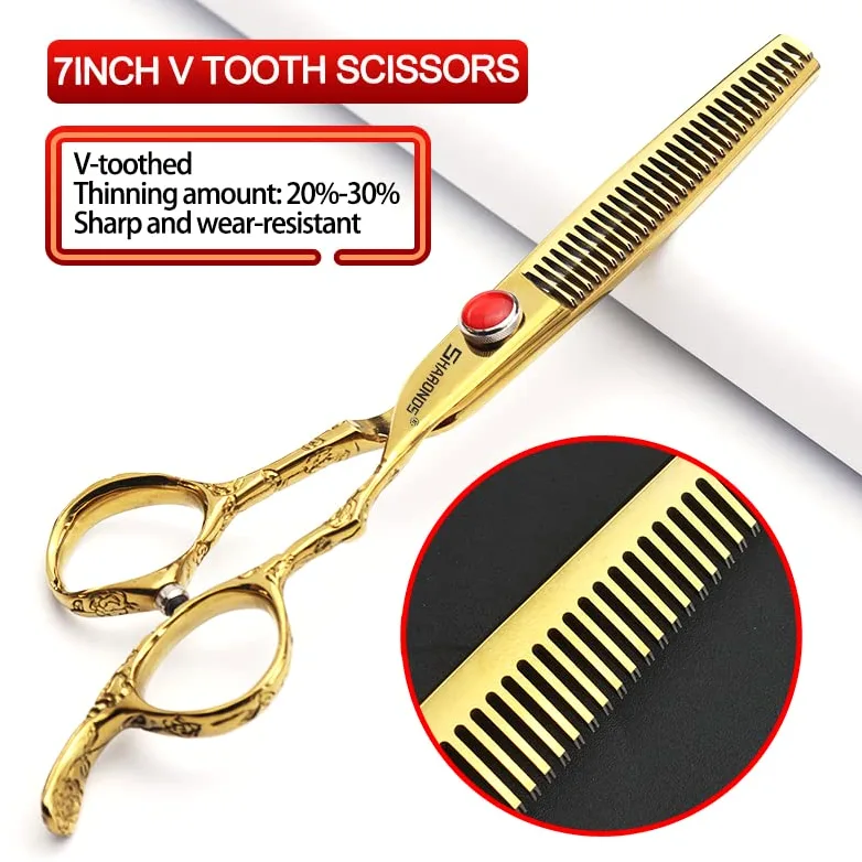 Tijeras profesionales de 7 pulgadas, tijeras de corte de pelo japonesas de acero inoxidable para peluquería (2 piezas set-C)