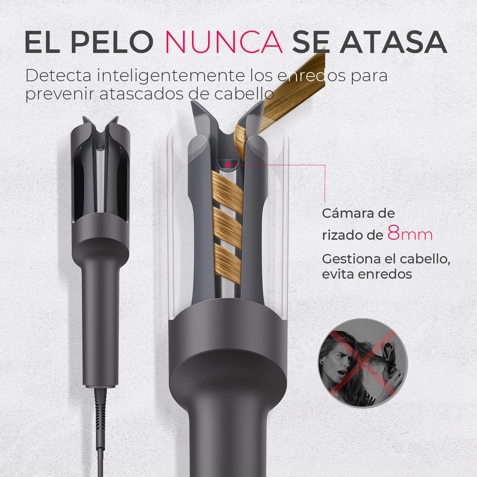 TYMO CURLPRO Rizador de Pelo Automático 25 mm 160-210℃ Cerámica Gris Metálico