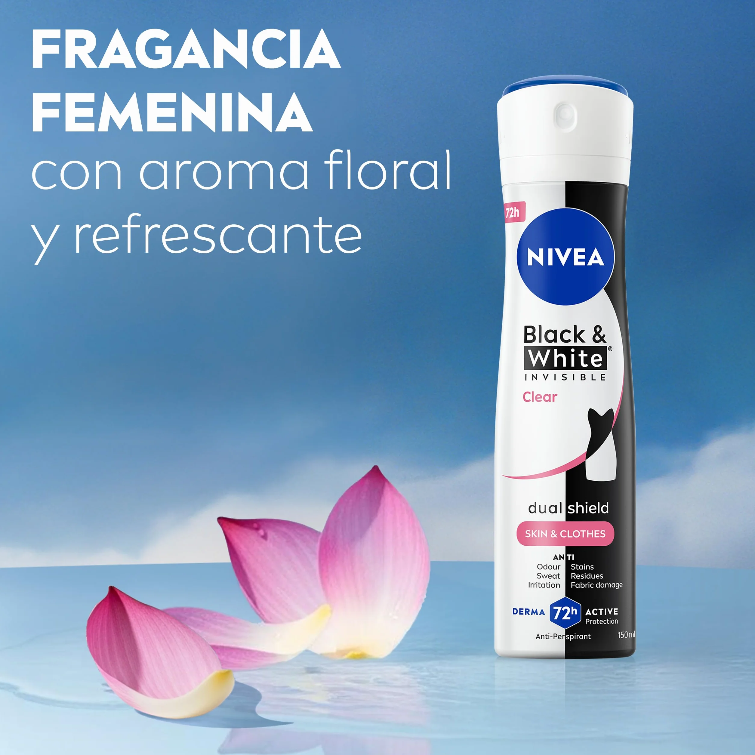 NIVEA Black & White Invisible Clear Desodorante Mujer Spray Antimanchas 72h Antitranspirante Sin Alcohol Pack 6 x 200 ml