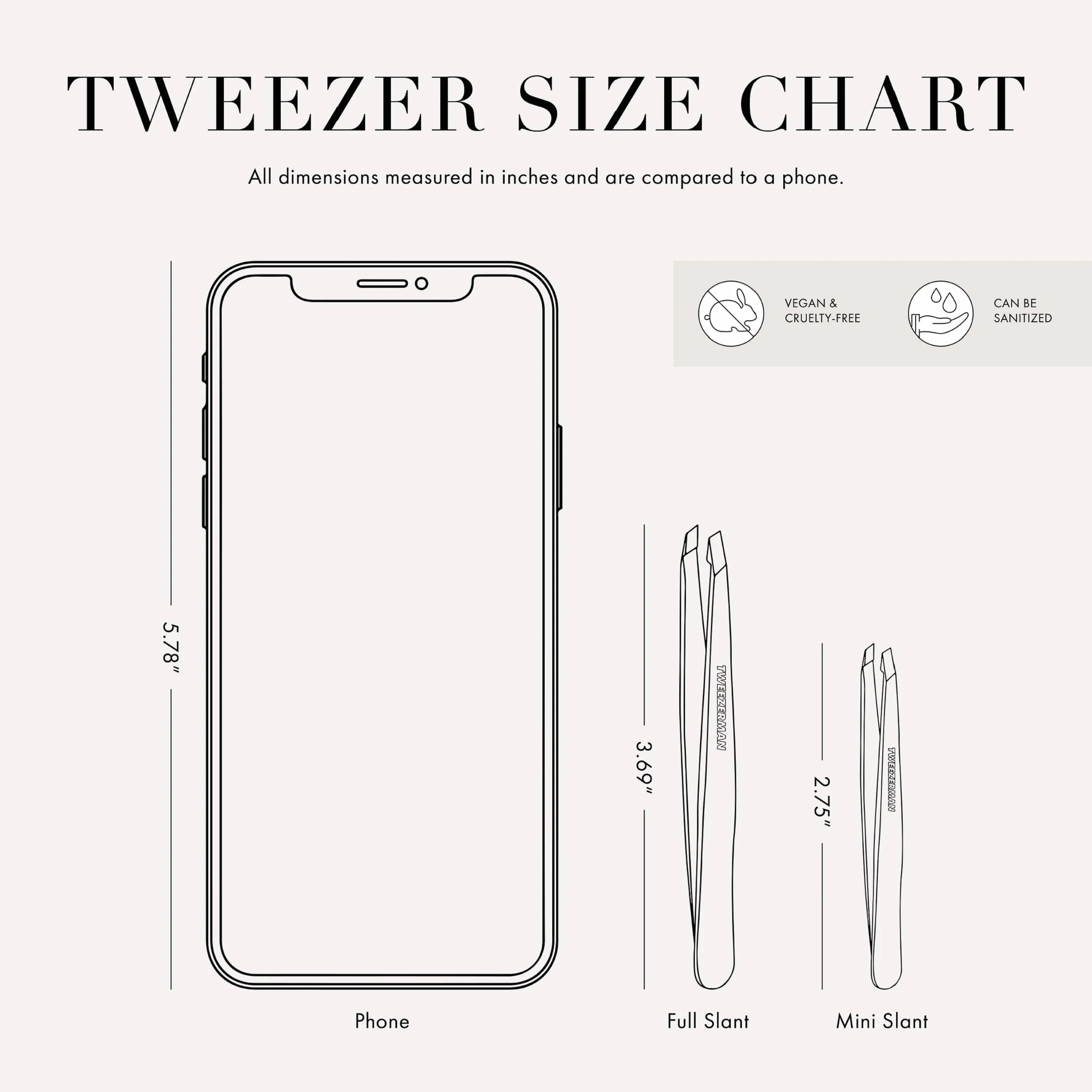 TWEEZERMAN Mini pinza cejas acero inoxidable puntas inclinadas precisión ergonómica
