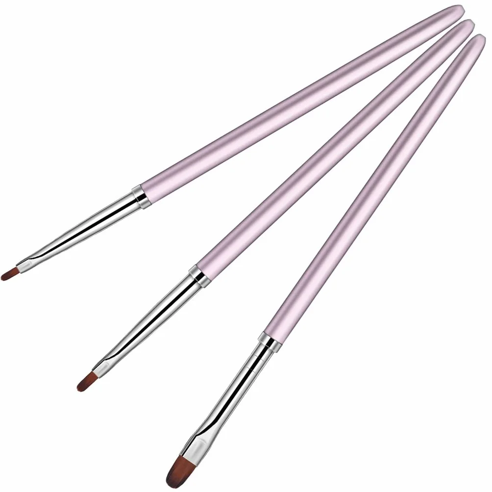 Pinceles para pintura al óleo, 3 piezas/juego de pinceles de gel acrílico para decoración de uñas, mango de diamantes de imitación, extensión de líneas de construcción, delineador, dibujo, pintura,