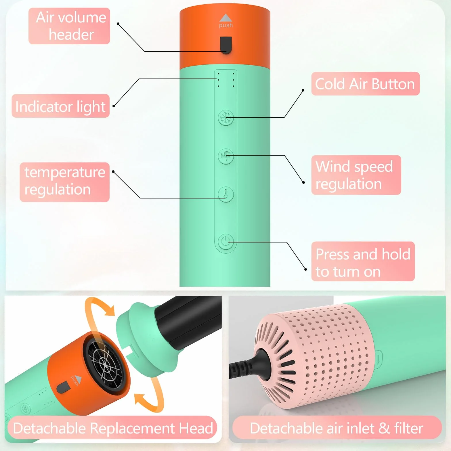 Multistyler profesional 6-en-1 cepillo de aire caliente iones negativos 110.000 RPM 3 ajustes de temperatura