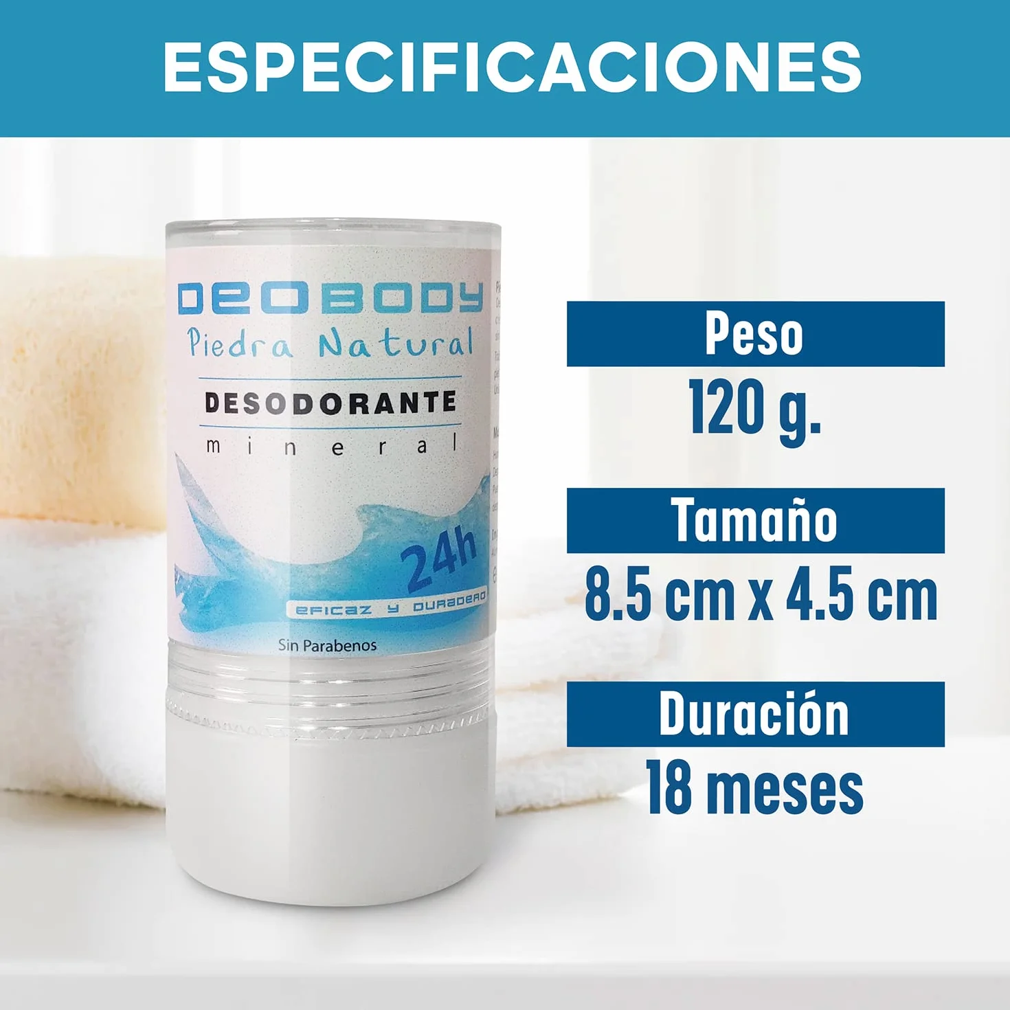 Desodorante De Alumbre Natural En Piedra Antitranspirante Sin Aluminio