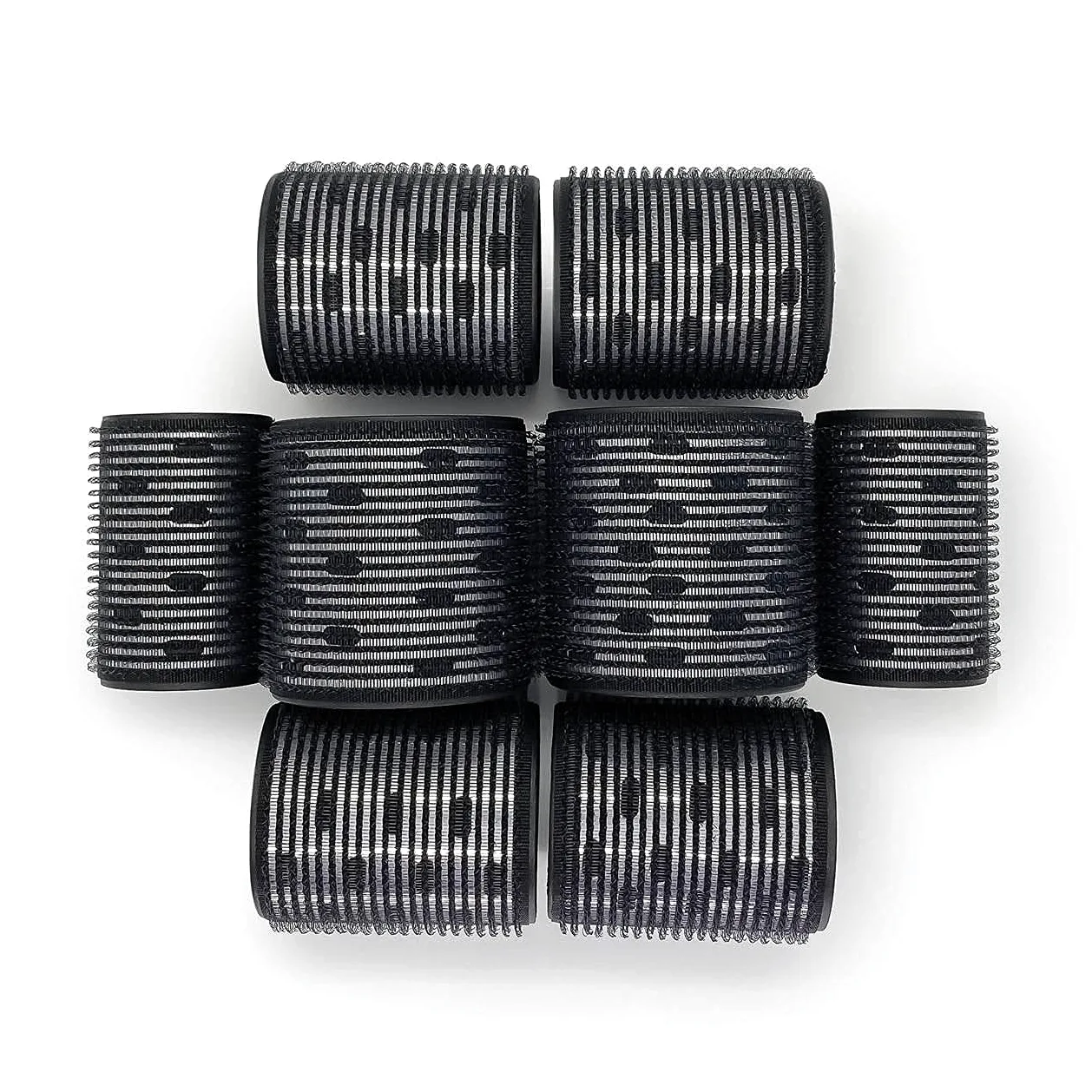 Kitsch Rodillos de pelo de cerámica, rodillos térmicos de autoagarre, rizadores de pelo, paquete variado, 8 unidades (negro)