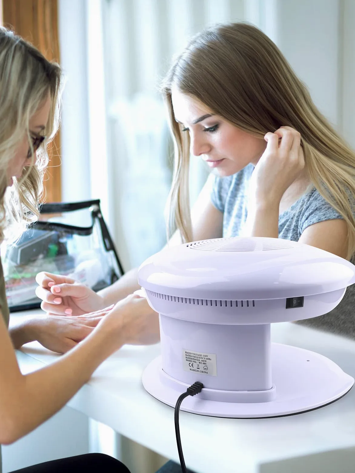 Kalolary Secador de Uñas, 400W Nail Dryer Secador con Aire Frío y Caliente Ventilador de Secado de Manicura para Manos y Pies Esmalte de Uñas Sensor Automático Uso en El Hogar y El Salón (Blanco) | Aire Frío y Caliente Ventilador de Secado de Manicura par