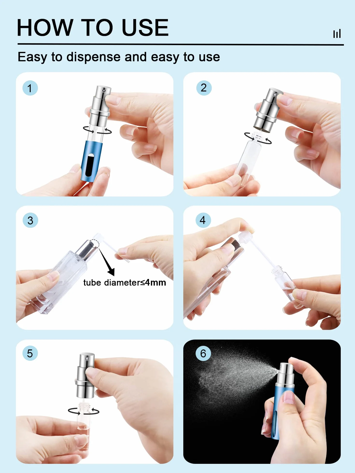AWUMBUK Atomizador Perfume Recargable 5 Ml, Mini Perfumador, Bote Colonia Viaje 5 Pcs