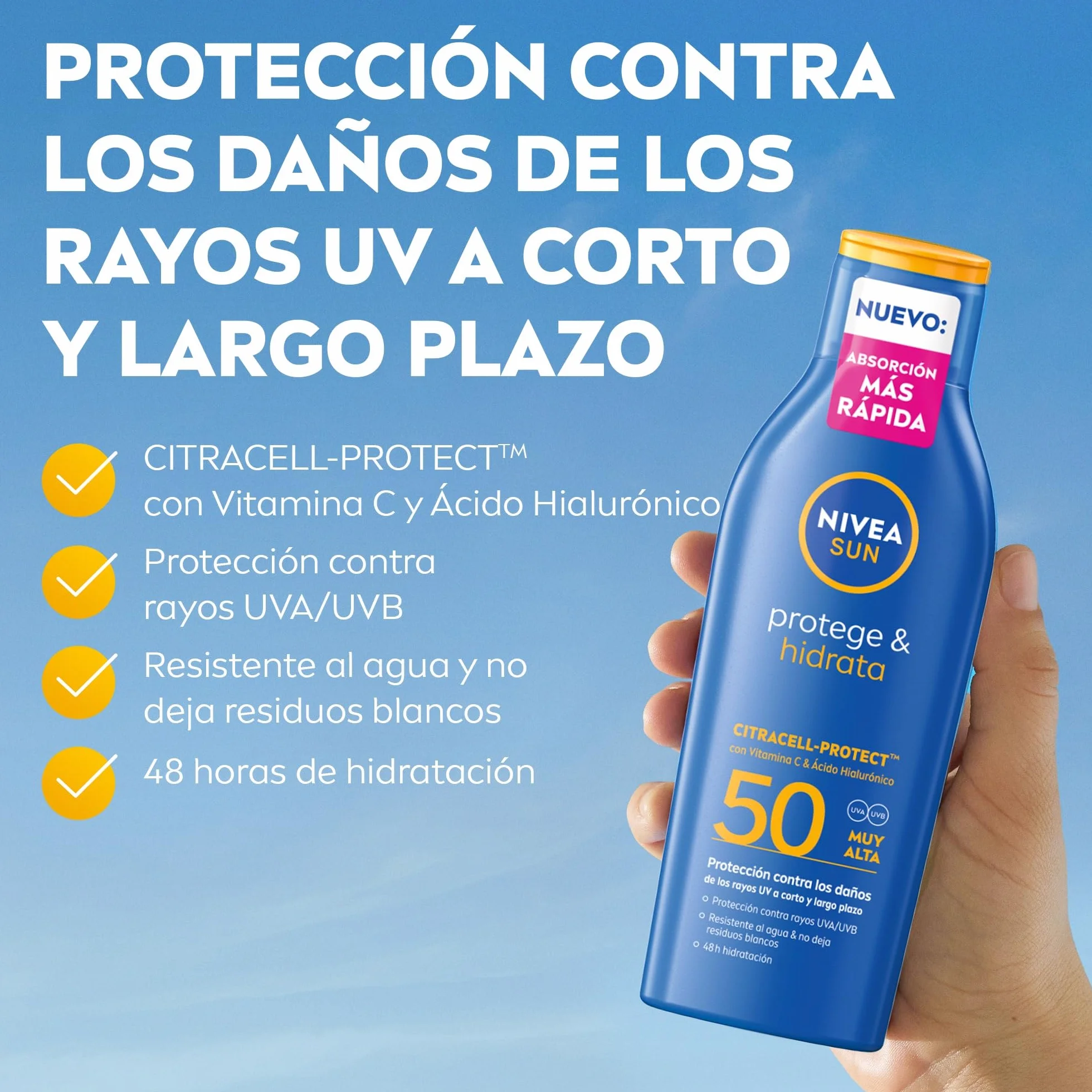 NIVEA SUN Protege & Hidrata Leche Solar FP50+ Protector Solar Corporal 400 ml