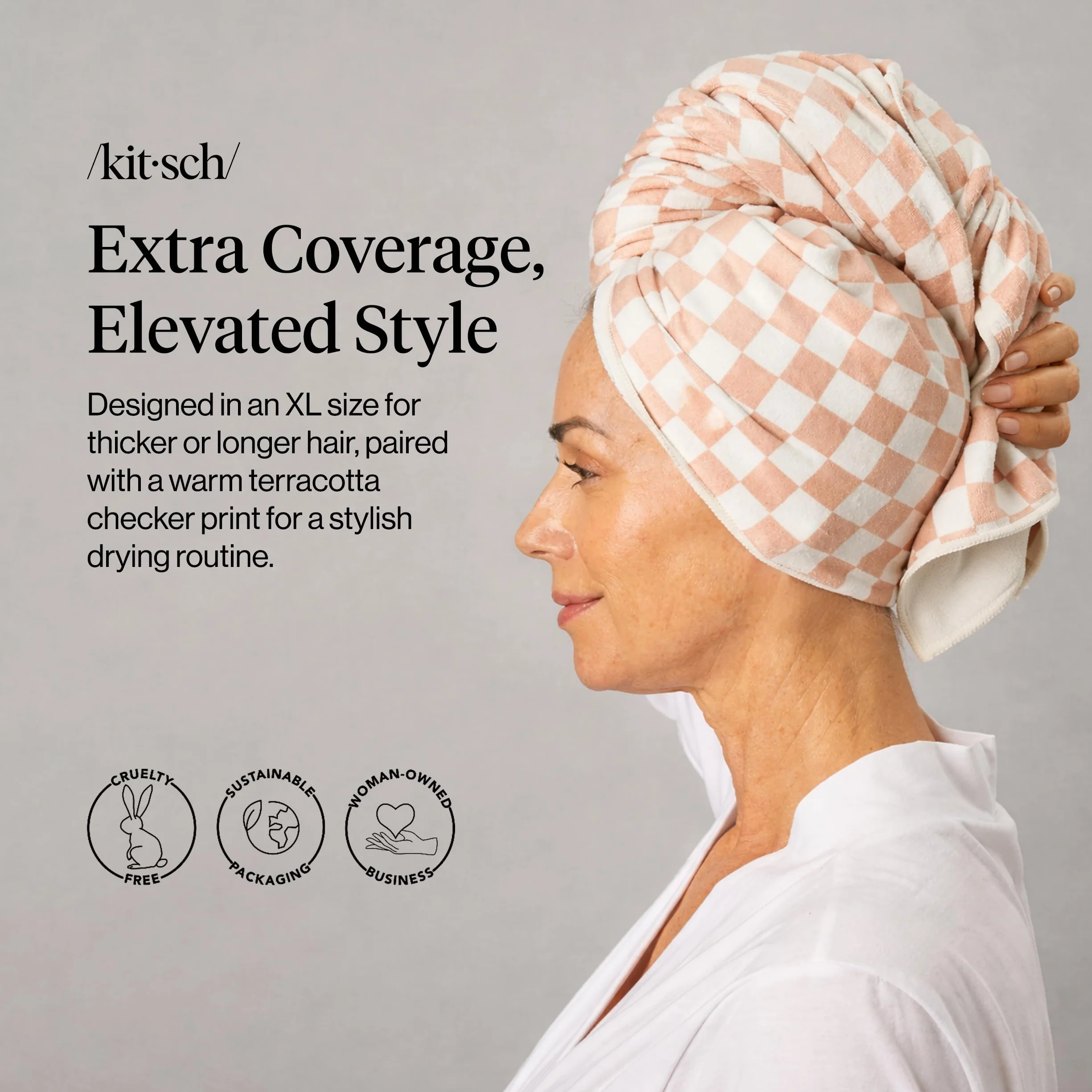 Kitsch Toalla de microfibra XL supers absorbente secado rápido antiencrespamiento turbante cabello húmedo