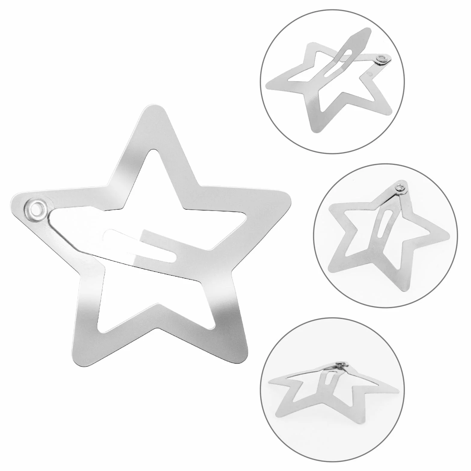 Broches de metal para el cabello con forma de estrella plateados 10 piezas pasadores para el cabello con huecas