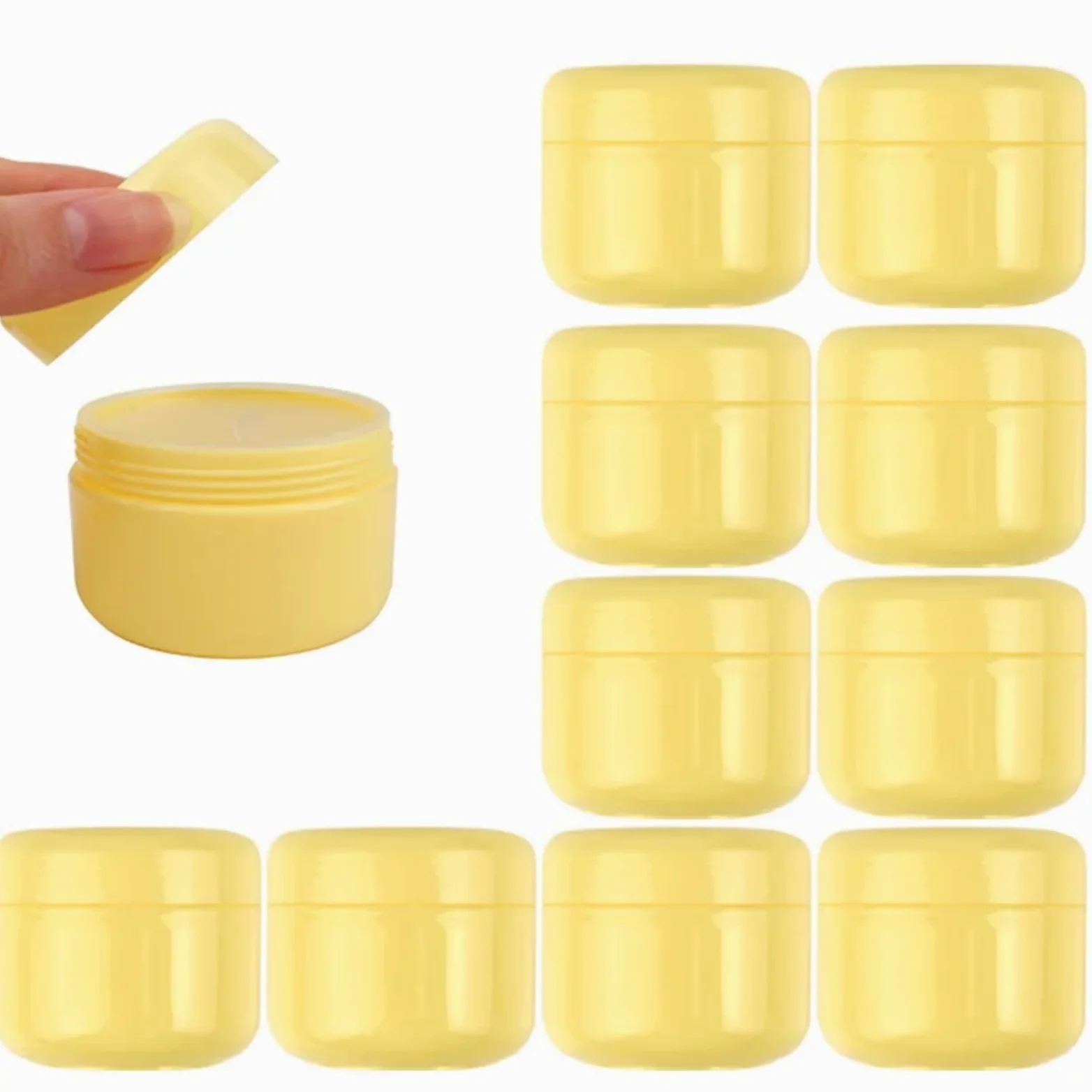 Tarros de cosméticos， 20 piezas 10g/20g/30g/50g/100g frasco de maquillaje vacío bote amarillo botellas de muestra recargables crema facial de viaje loción contenedor cosmético for cremas(100g)