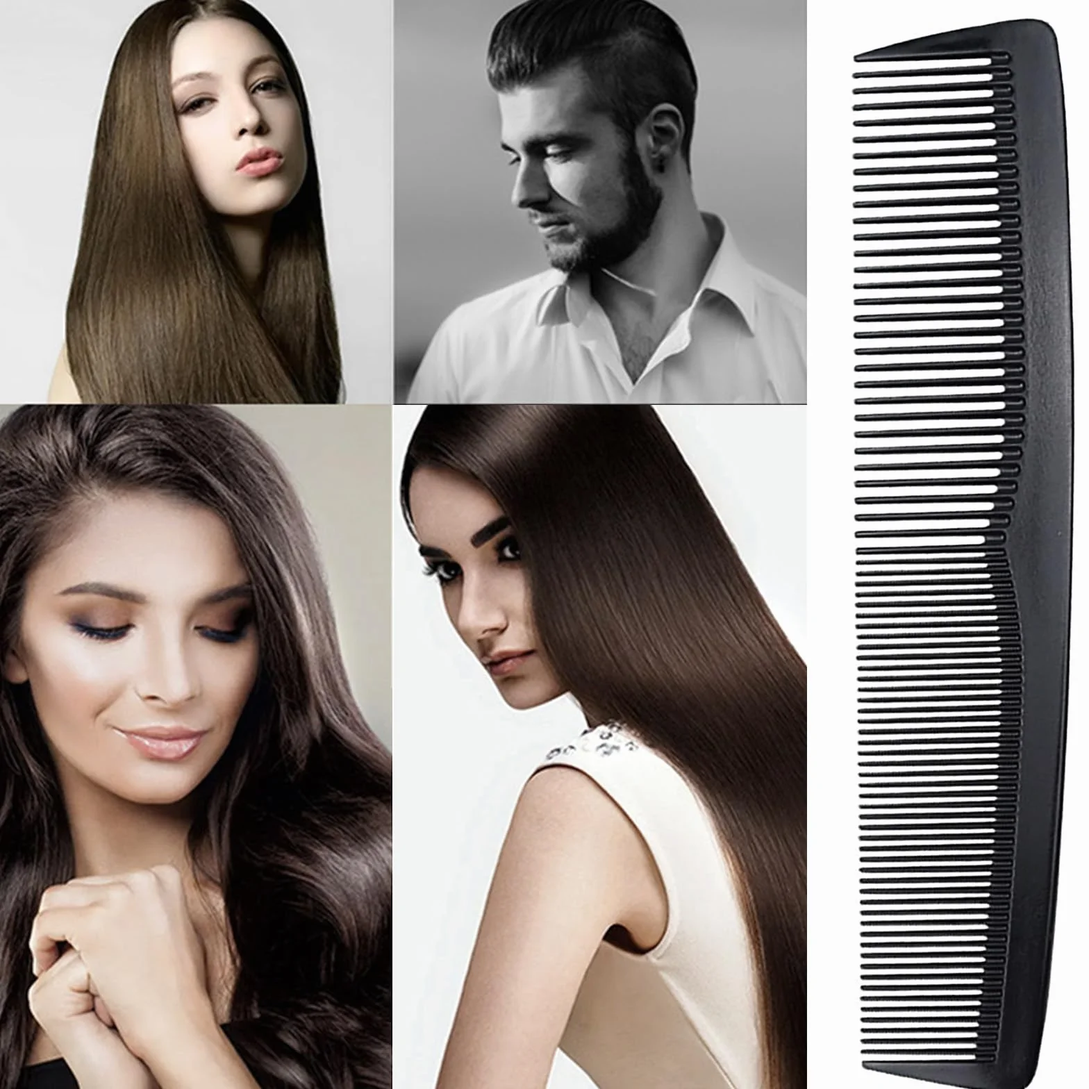 Peines de Pelo Antiestático Fibra de Carbono 18.7cm Peine Peluqueria 2 Piezas