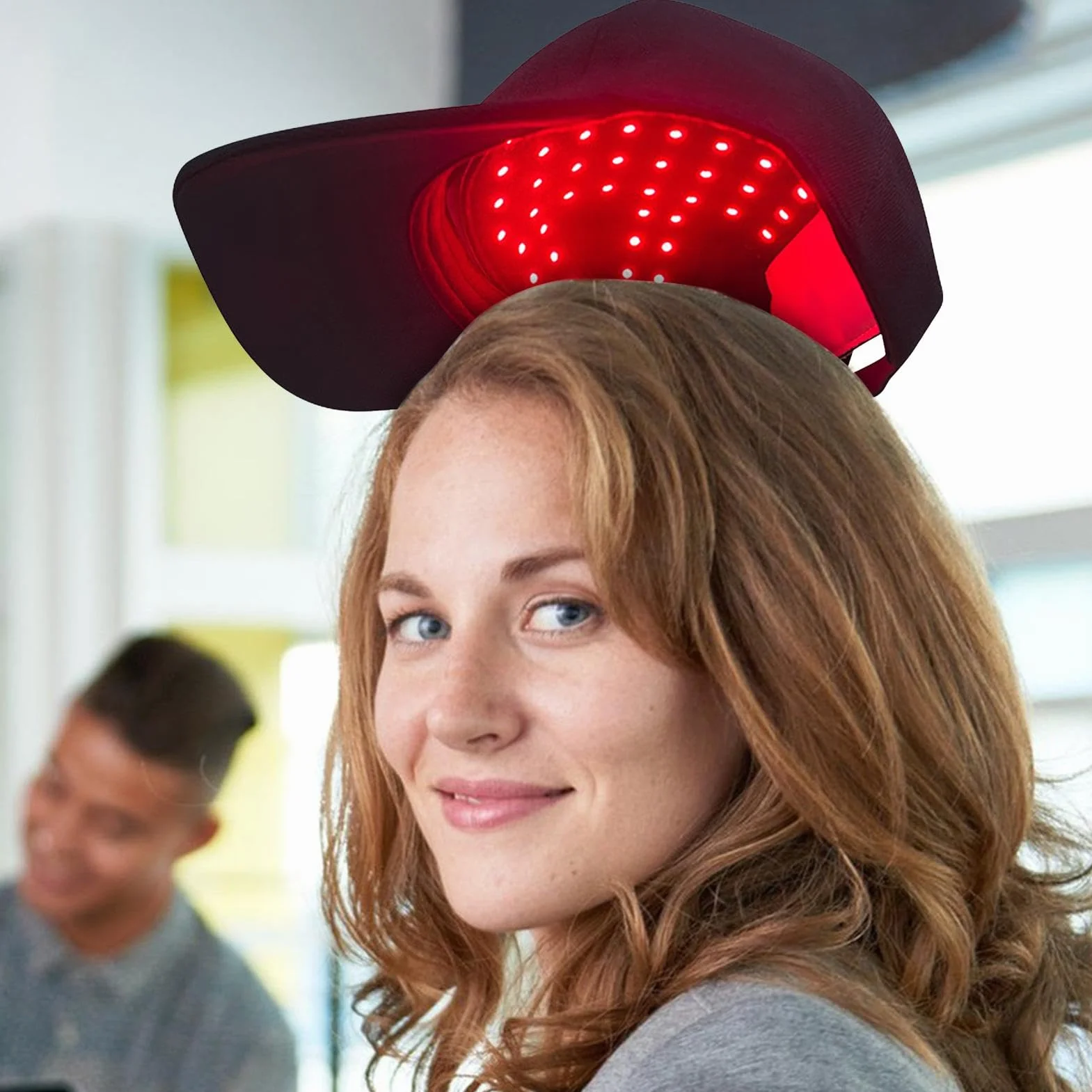 Gorra LED infrarrojo para crecimiento del cabello, dispositivo antialopecia recargable