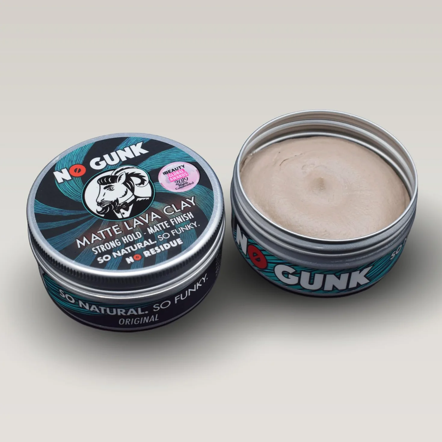 NO GUNK Arcilla Pasta Cera de Peinado Mate 100% Natural Orgánica Fijación Fuerte 50g