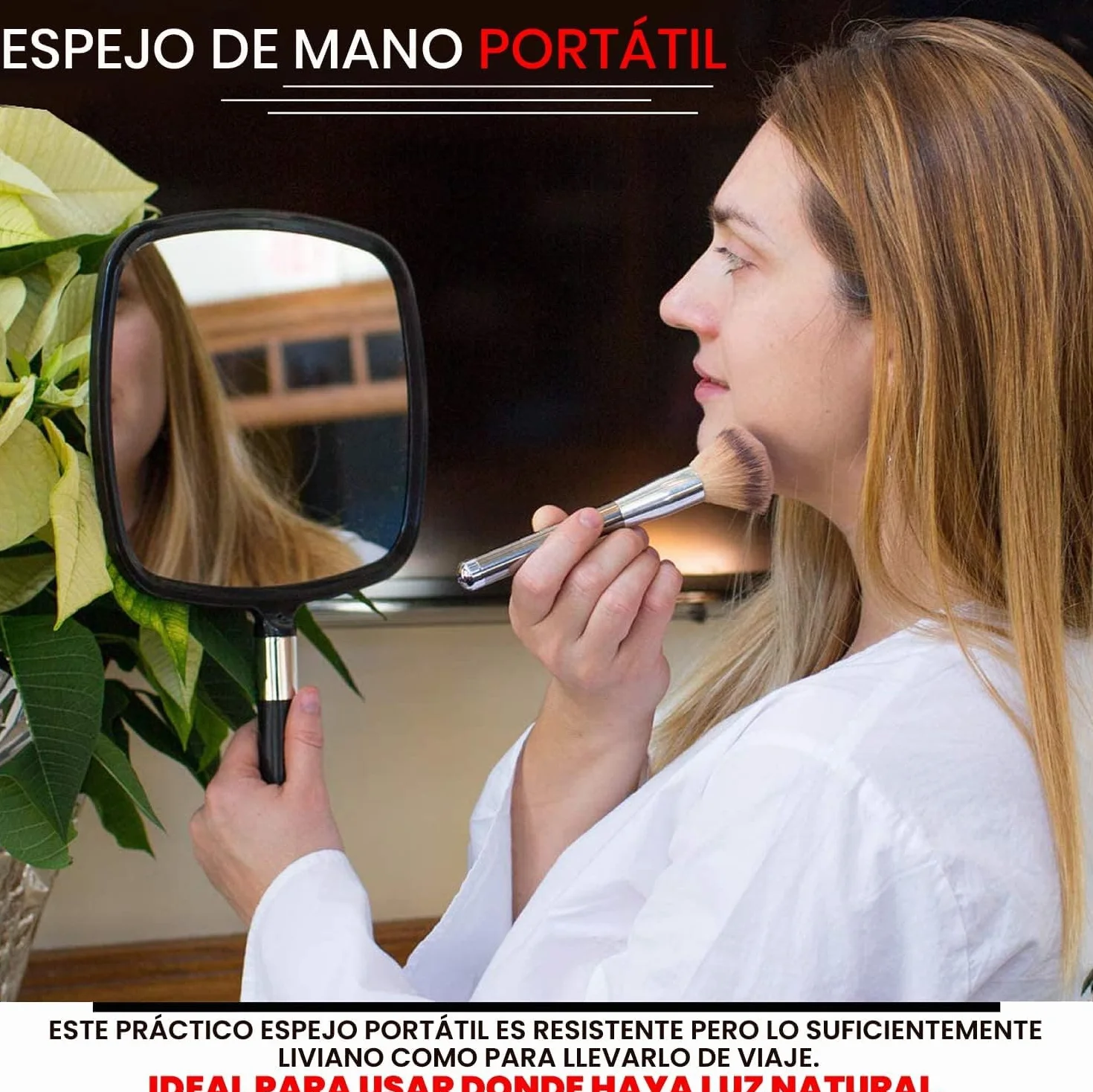 Mirrorvana Espejo de Mano Grande con Mango - Peluquería, Barbería, Maquillaje (Negro)