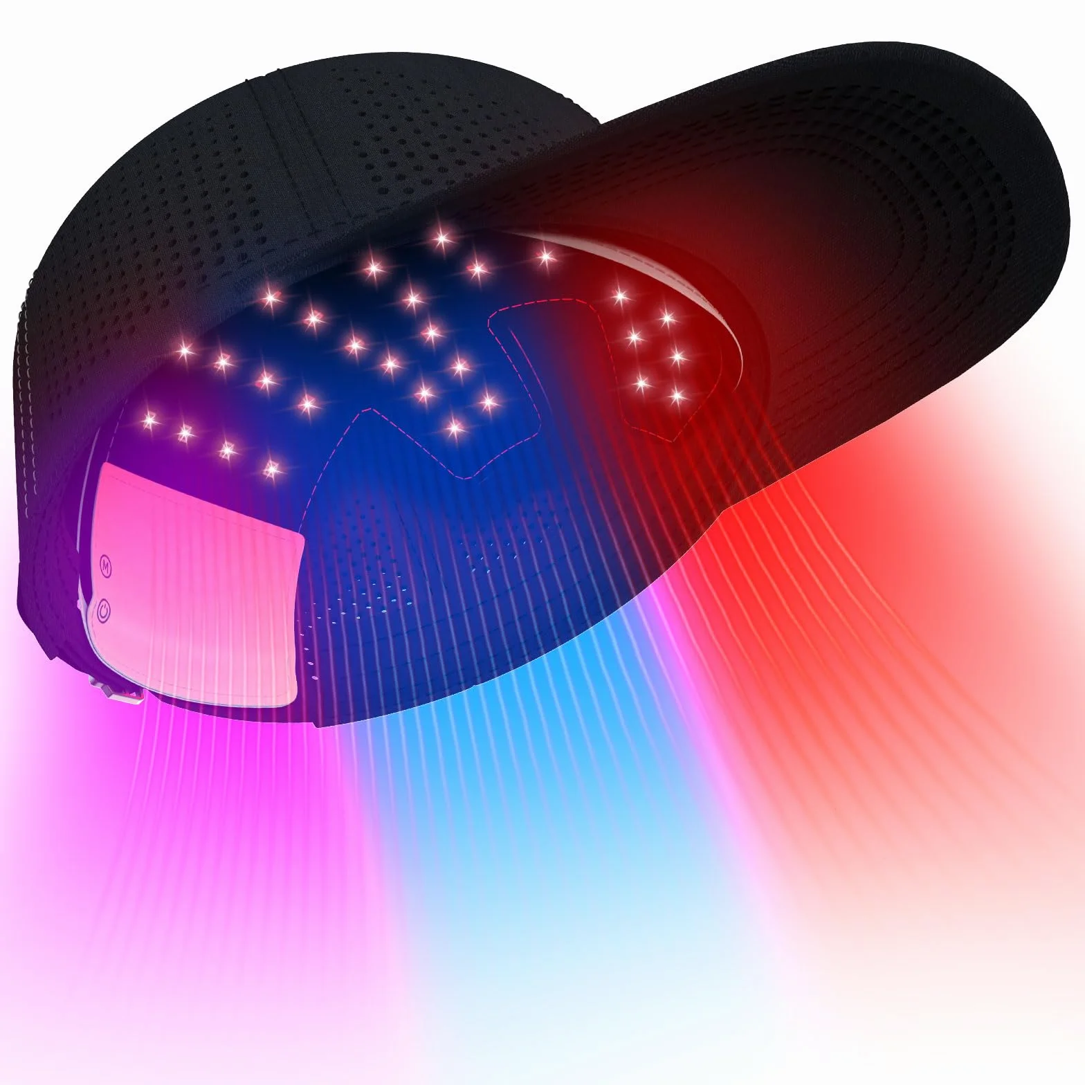 iKeener Gorra de Crecimiento del Cabello Roja, Transpirable Desmontable 3 Luces 460nm 650nm 850nm 20 Mins Timer