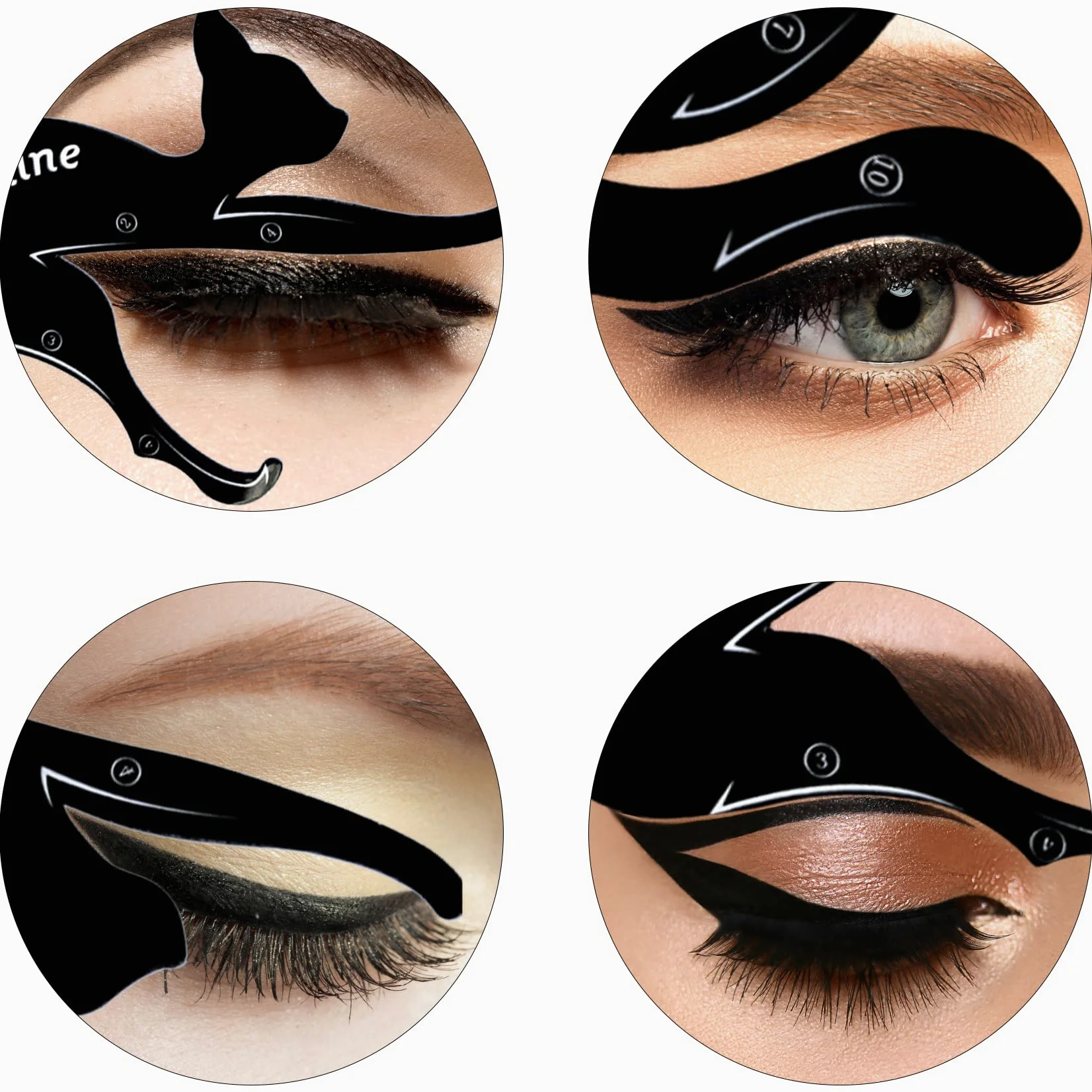 TailaiMei 2 plantillas delineadoras de ojos de gato, material de PVC mate, aplicadores de sombra de ojos ahumados, placa de plantilla, delineador de ojos en forma de gato y herramienta de plantilla