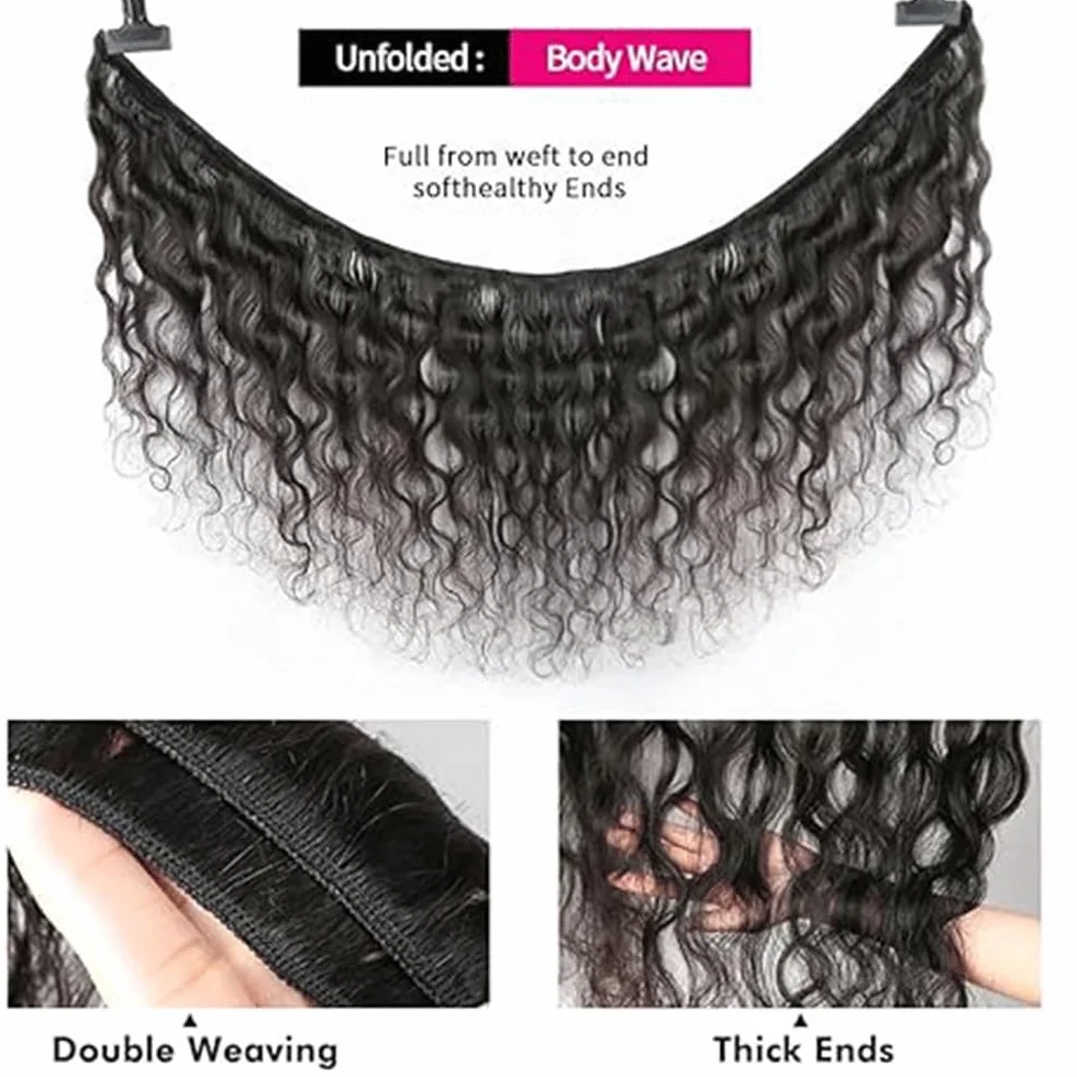 28 30 32 pulgadas Body Wave peluca mujer paquetes human hiar sin procesar extensiones de cabello humano virgen brasileño #1B Natural negro cabello humano paquete con una cobertura mínima para