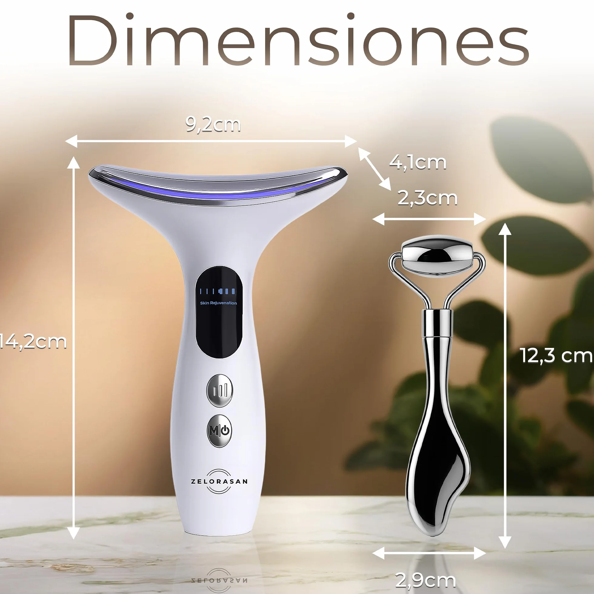 Set Masajeador Facial y Rodillo Gua Sha - Masajeador Facial Eléctrico Antiarrugas Para Cara y Cuello, 4 Modos de Luz, temperatura 45 ºC, Ice Roller Gua Sha, Lifting, Antiedad, Reafirmante