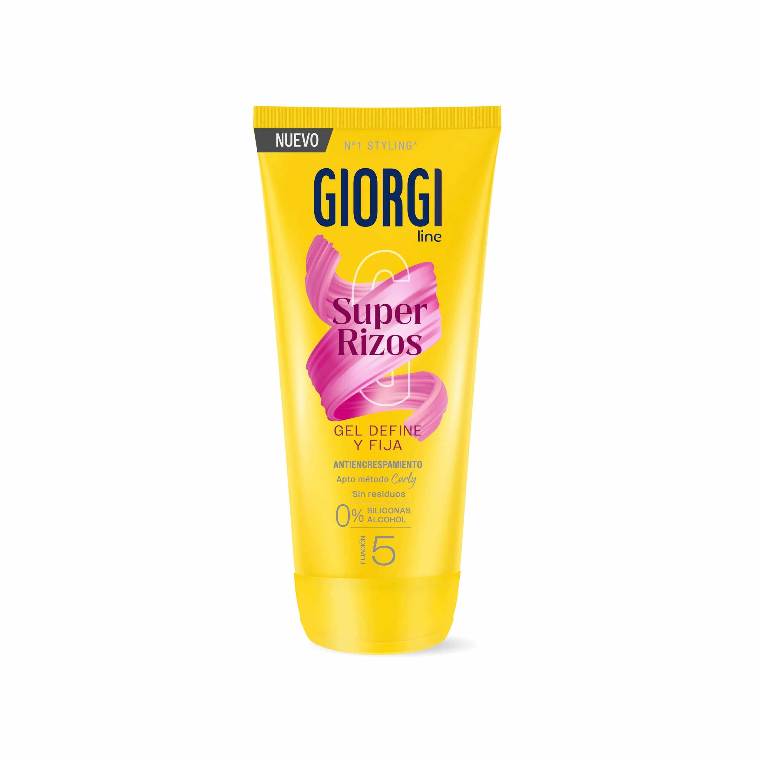 Giorgi Line Gomina Super Rizos Gel Definidor con Aloe Vera 170 ml, Control de Frizz para Cabello Rizado y Ondulado, Fijación 5, Sin Siliconas ni Alcohol