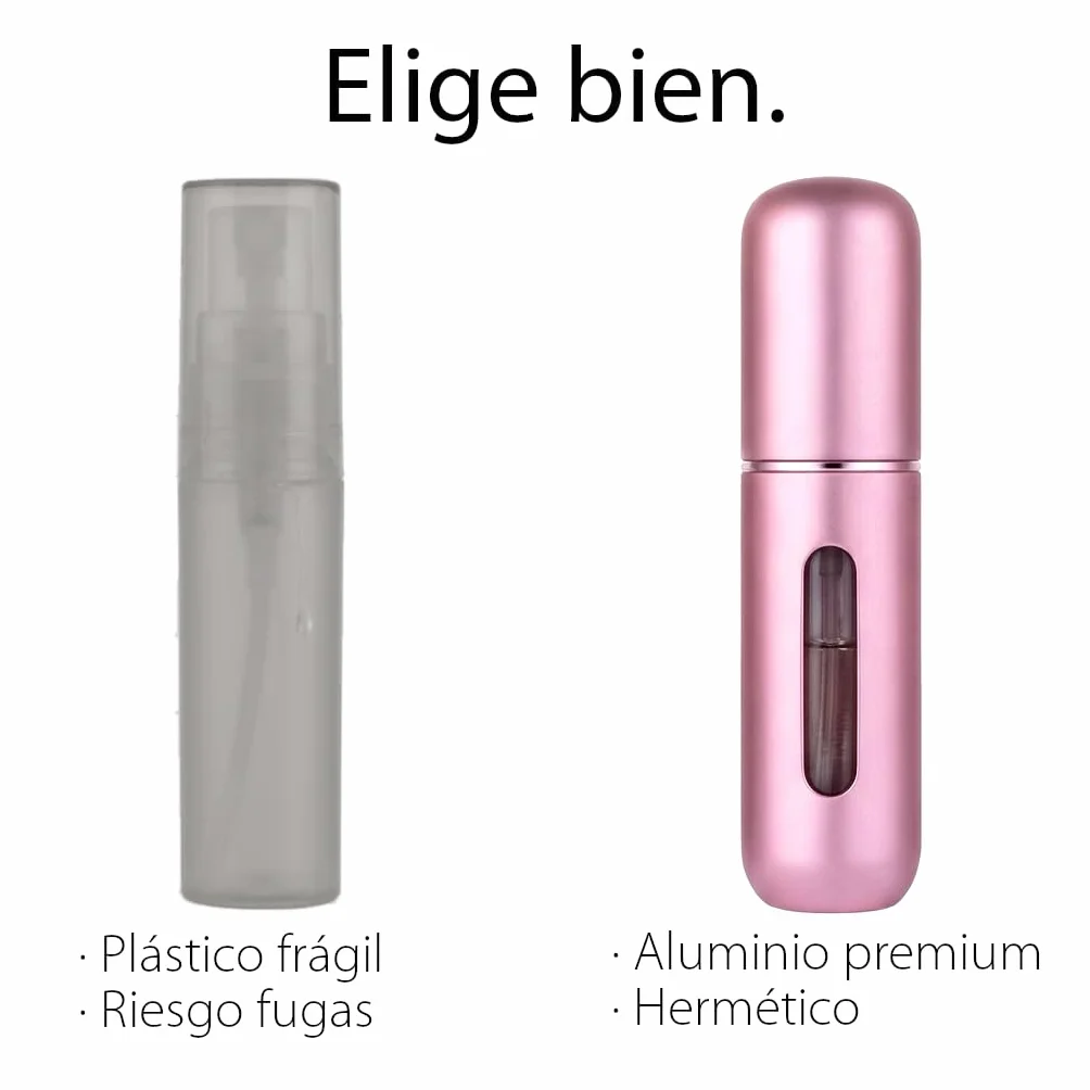 Atomizador Perfume Recargable Portátil de Aluminio con Ventana Mini Spray Viaje