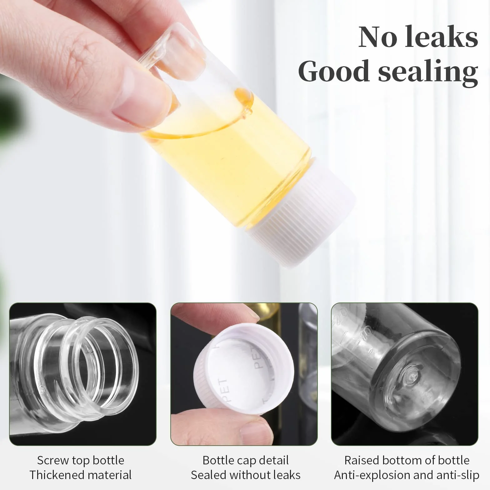 Botellas Pequeñas de Plastico Transparente 20ml 30ml con Tapón de Rosca Blanco para Viaje
