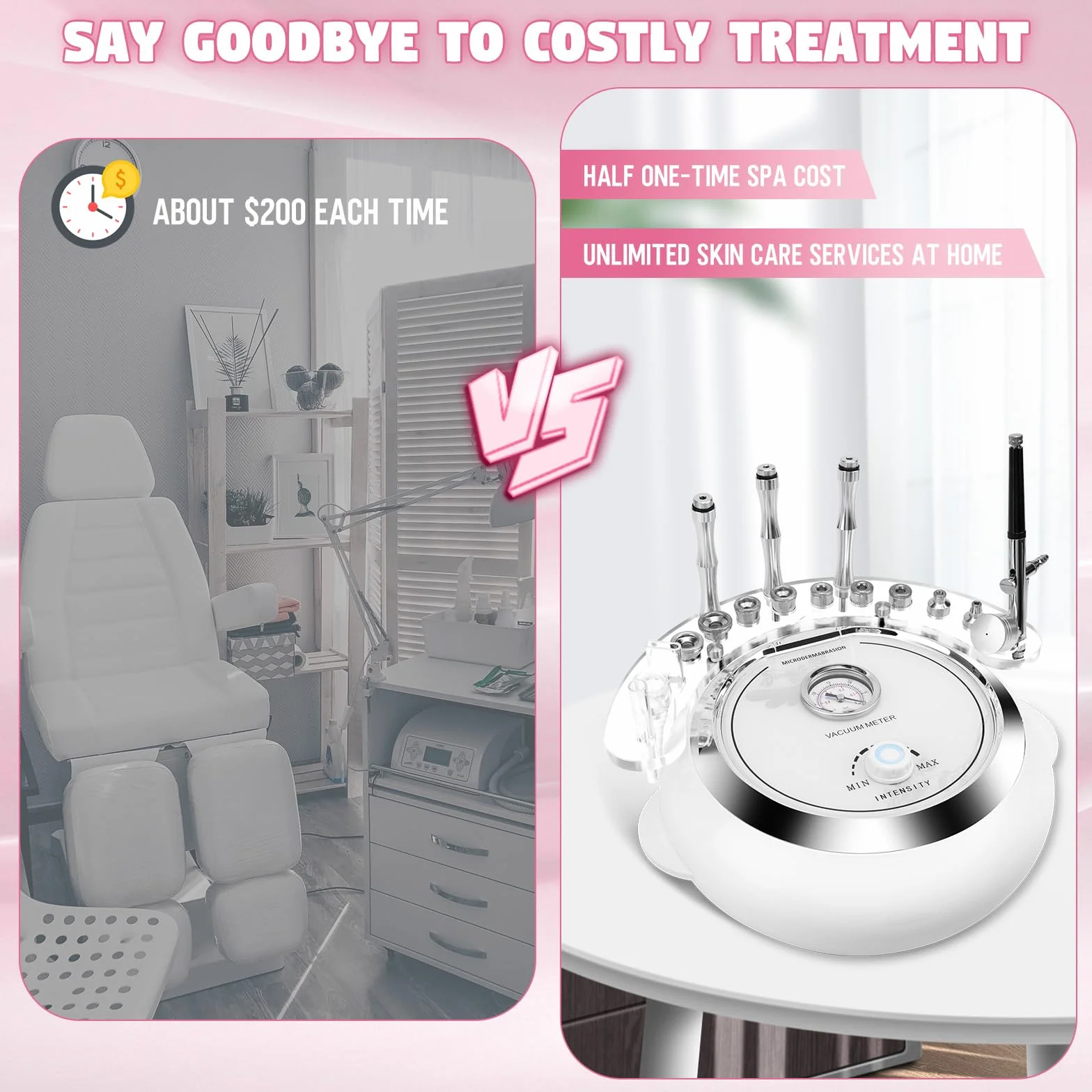 Beauty Star - Máquina de microdermoabrasión, profesional de 65 a 68 cmhg, potencia de succión al vacío, máquina de limpieza facial, equipo de belleza para el cuidado de la piel con aspiradora y spray