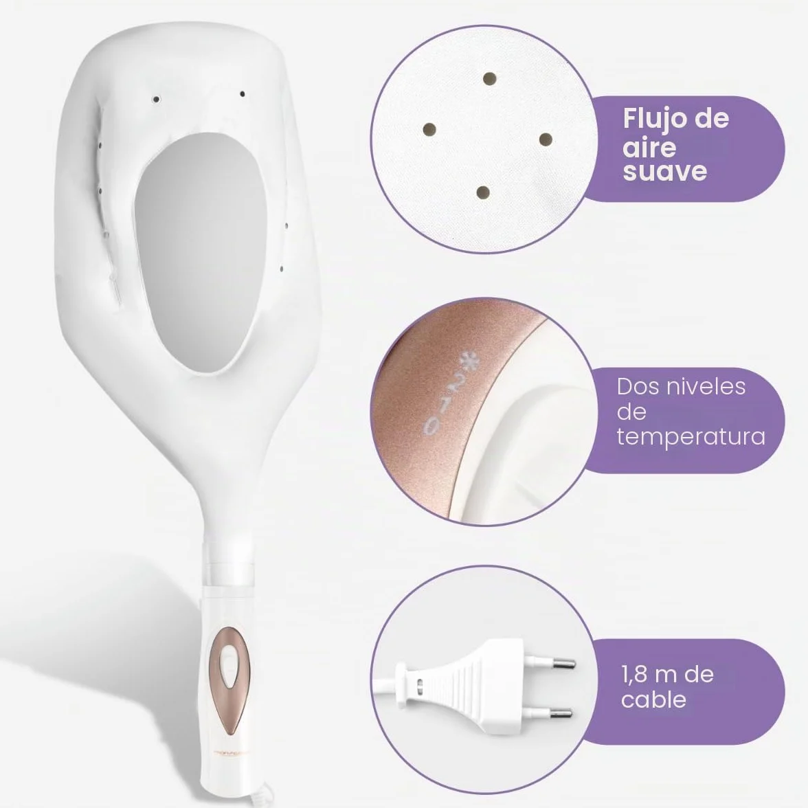 ProfiCare PC-HTH 3003 Campana de secado iónica 3 en 1 secador de pelo y cepillo rizador blanco