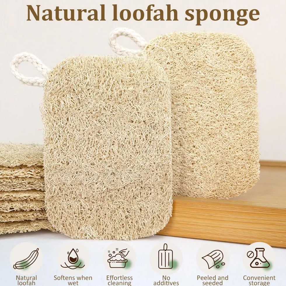Esponja de lufa natural exfoliante corporal 3 unidades ecológica biodegradable para ducha y cuidado corporal