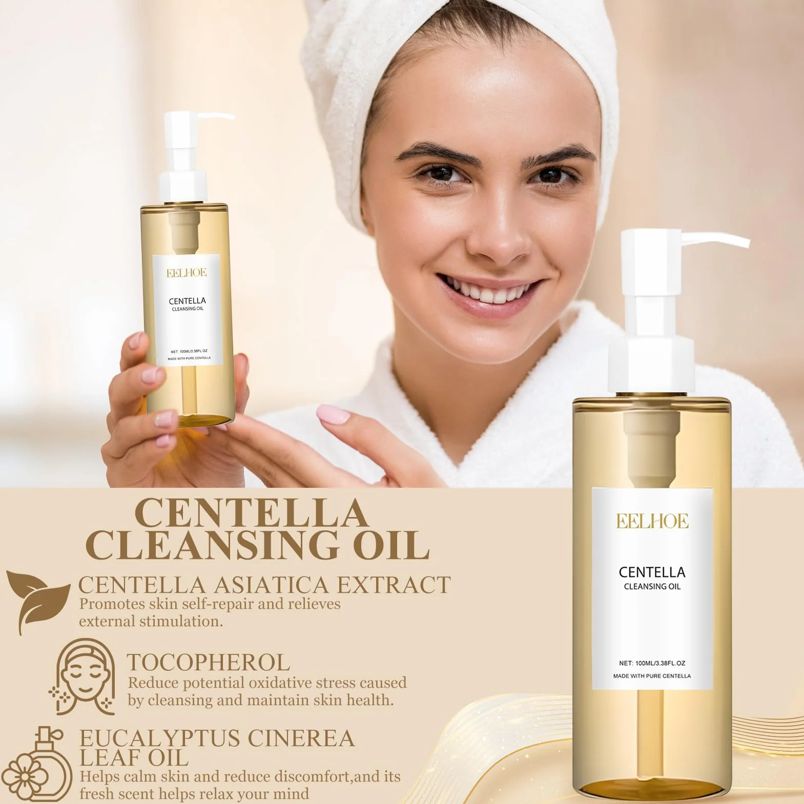 Centella Cleansing Oil + Asiatica Serum, Extracto de Centella Asiática de Madagascar, Aceite Limpiador Facial Control de Grasa e Hidratación