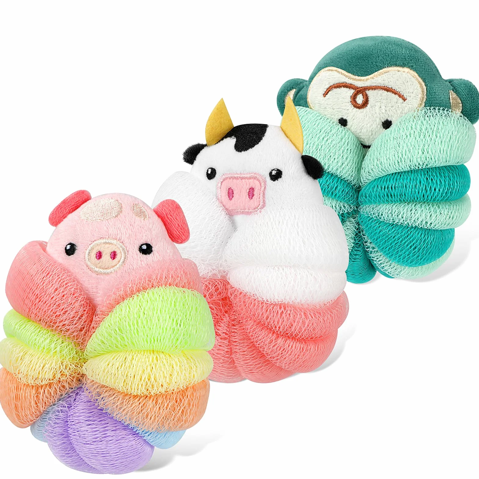 PHOGARY Esponja Baño Niños Encantadoras Esponjas Cuerpo Pouf Ducha Forma Animal Exfoliante Corporal
