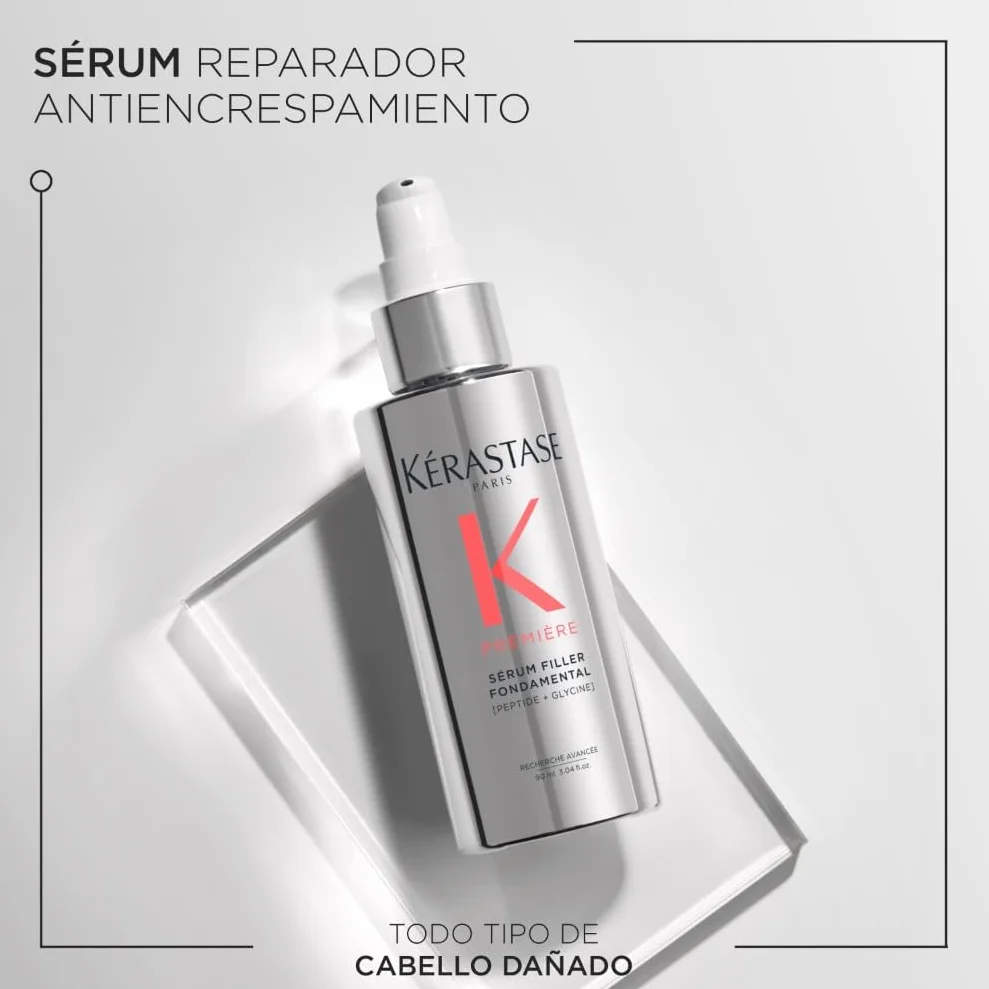 Kérastase, Première, Sérum reparador, Antiencrespamiento y protector térmico, Para cabello dañado, Sérum Réparateur Fondamental, 90 ml