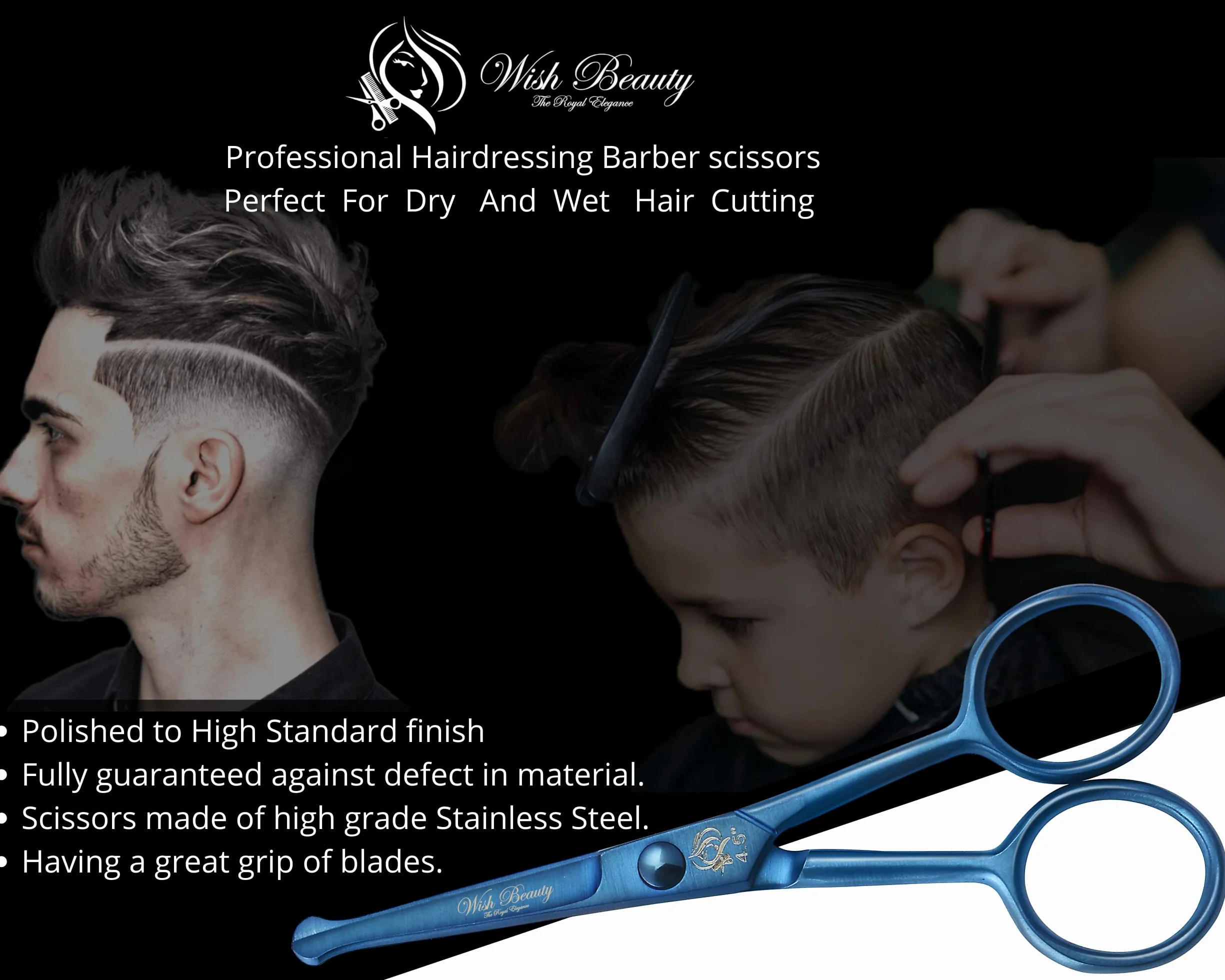 wishbeauty Tijeras de seguridad para niños punta redonda curvada 4.5 pulgadas azul