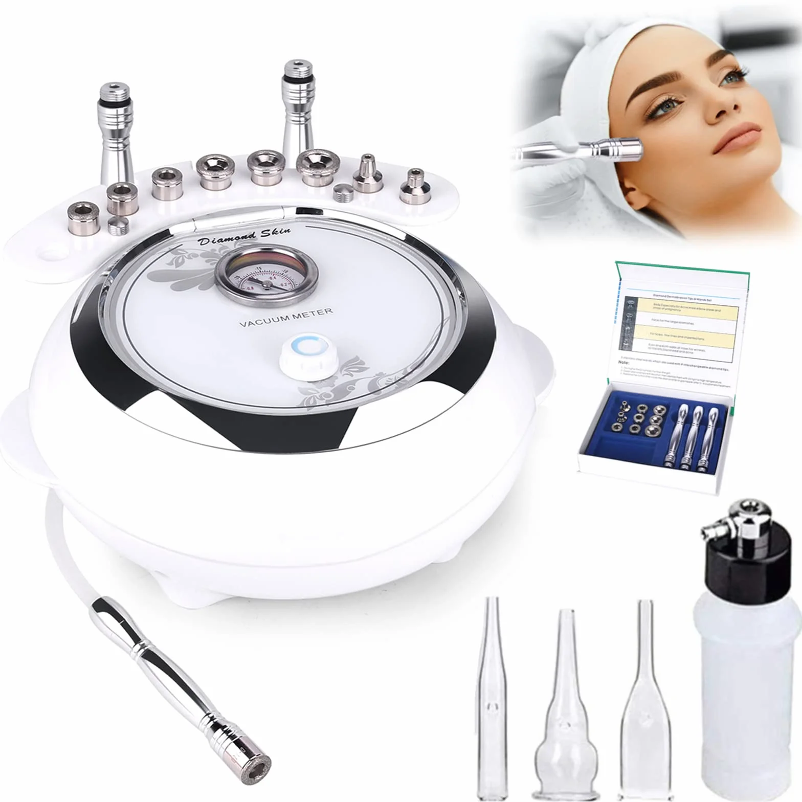 TwoWin 3 en 1 Microdermoabrasión Diamante Equipo Salón Belleza Facial 65-68 cmHg