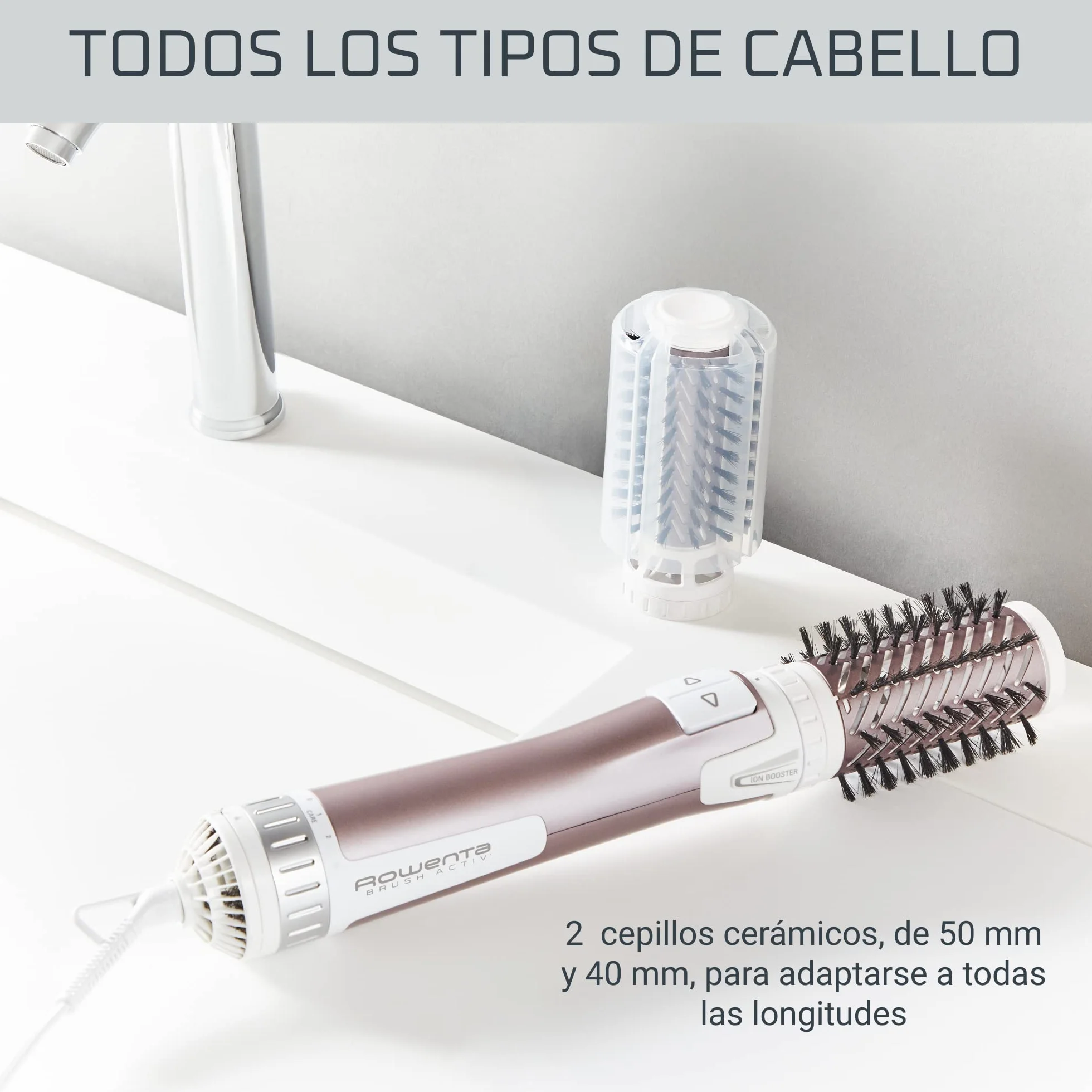 Rowenta Cepillo Brush Activ Premium Care CF9540, cepillo de aire con movimiento giratorio automático y secado simultáneo