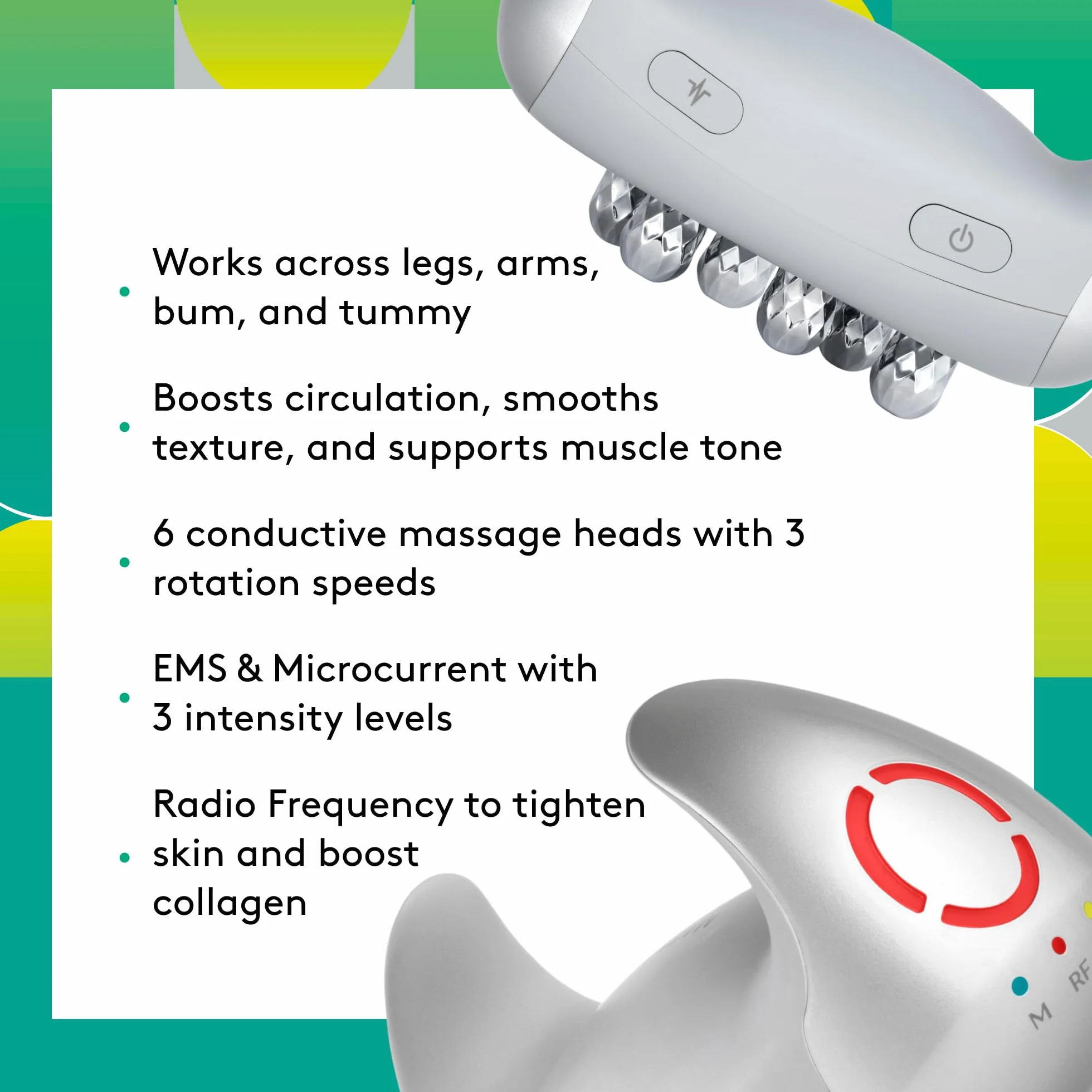Magnitone Diablo Pro Dispositivo de escultura corporal Microcorriente EMS Radiofrecuencia Masaje 3 niveles Inalámbrico Portátil Batería 70 minutos