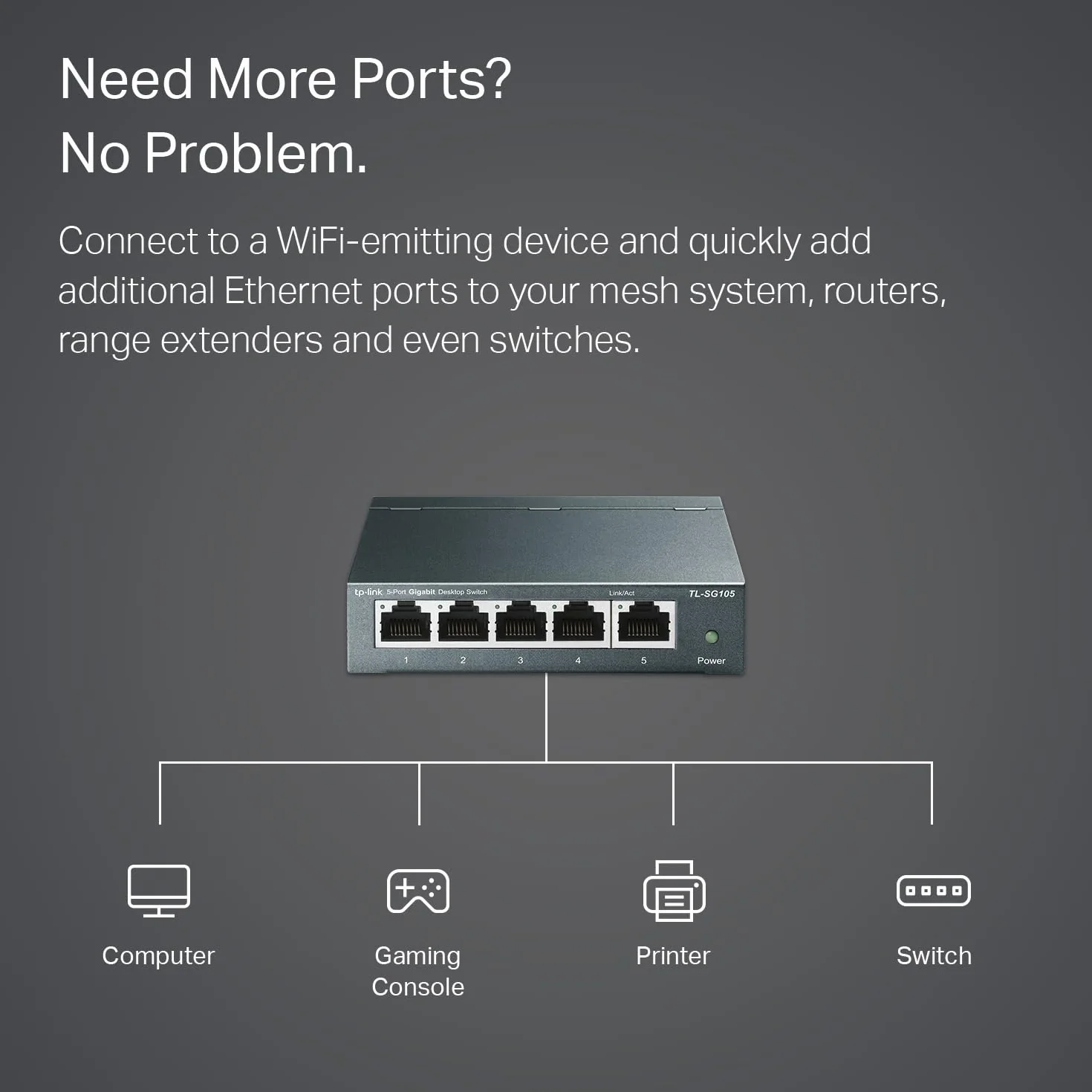TP-Link TL-SG105 Switch Gigabit 5 Puertos 10/100/1000 Ethernet Acero Inoxidable IGMP Snooping QoS