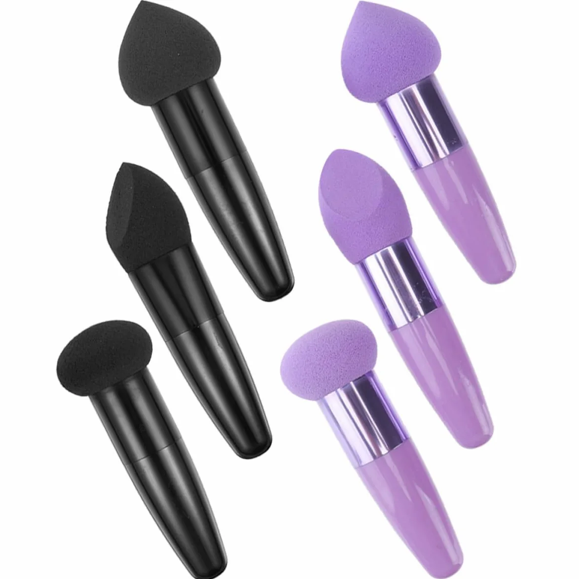 Luxshiny 6 Esponjas de Maquillaje de Látex Mango, Diseño Portátil y Delicado, Forma de Lápiz para Aplicación Húmeda y Seca, Herramientas Simples y Prácticas