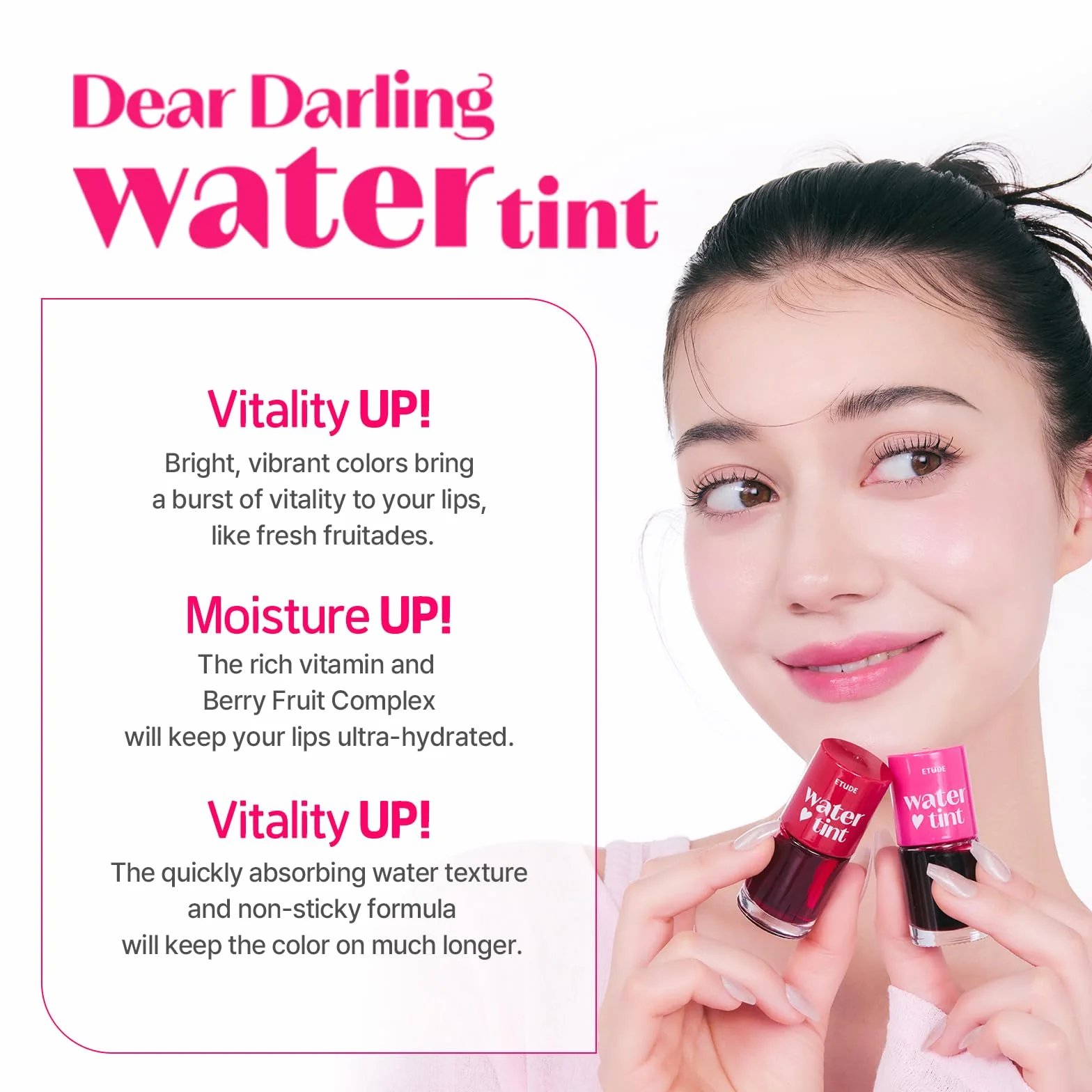 Etude House Dear Darling Tinte de Agua Cherry Ade (21AD) | Tinte de Labios Hidratante, Ligero y a Prueba de Manchas | K-Belleza